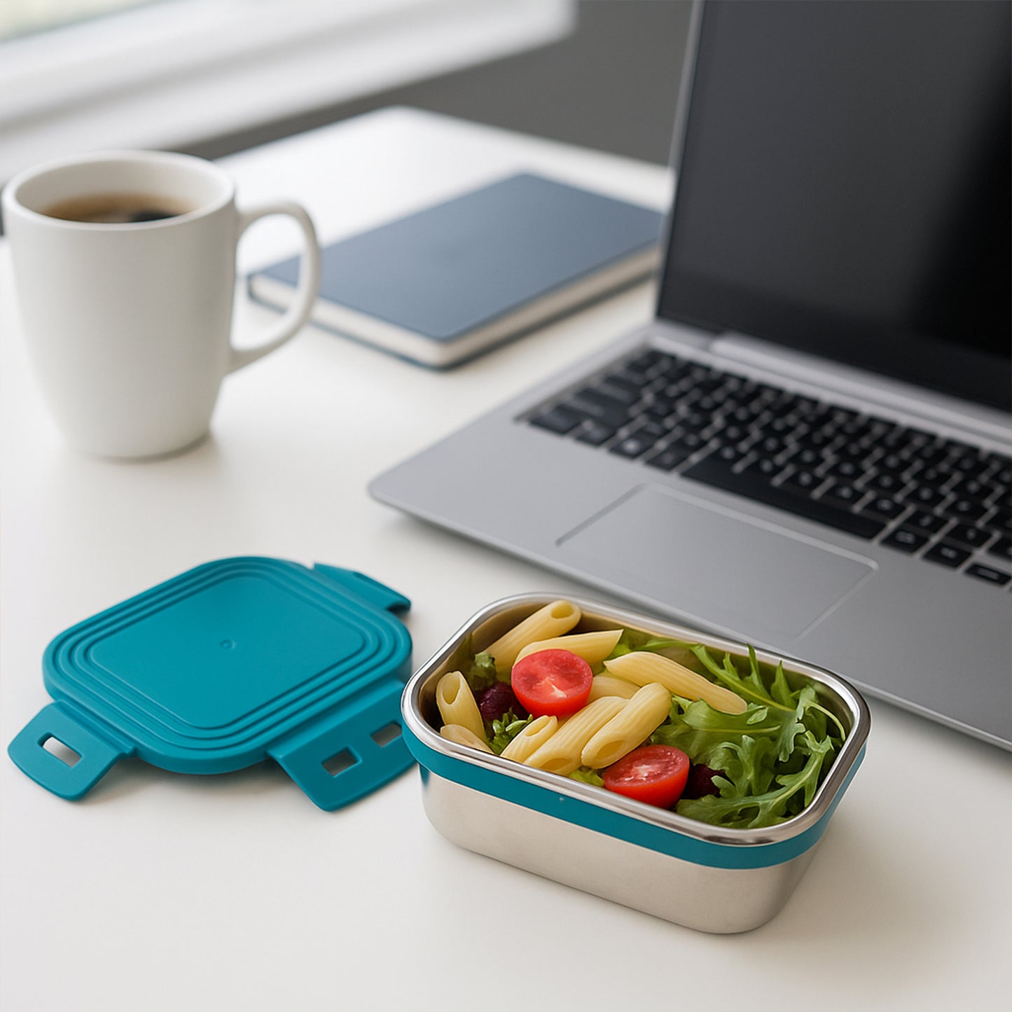 Apex Stainless Steel Mini Food Container, 200 ML, Teal Leak-Proof Lid - Happy Price - Image 5