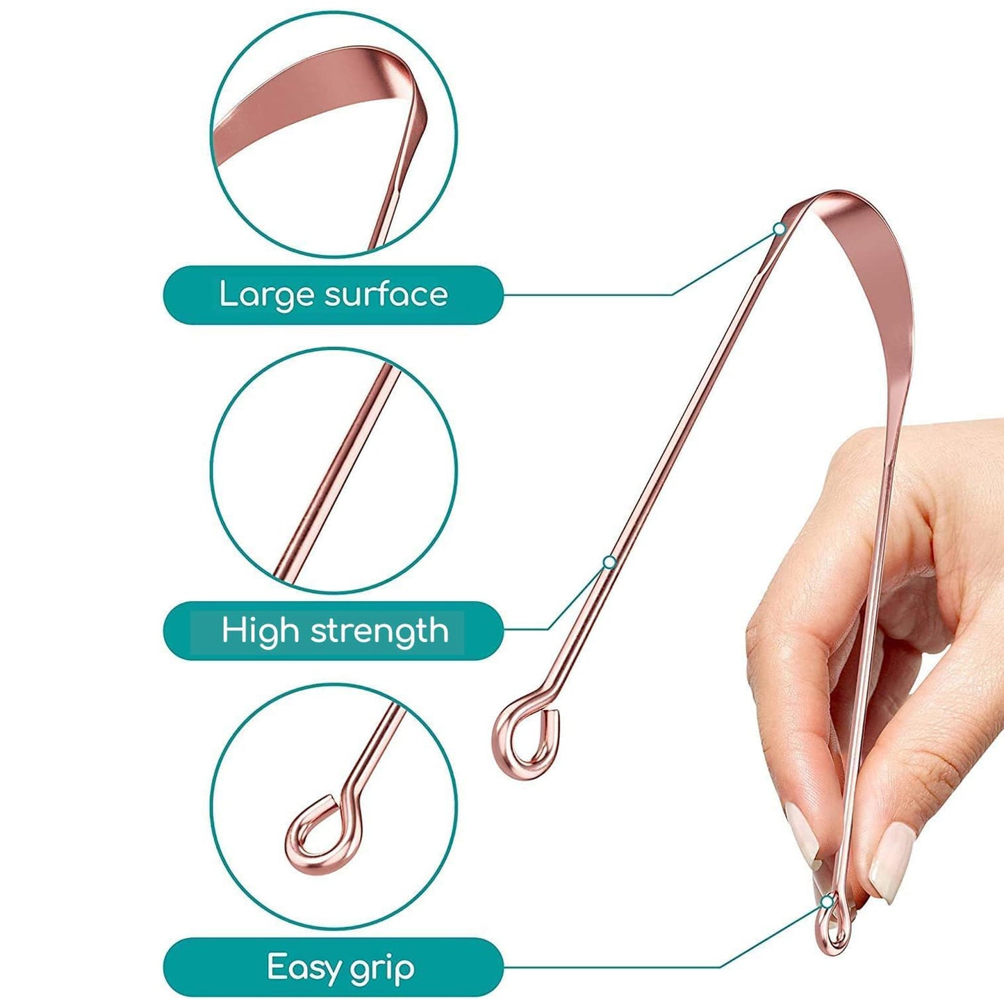 Tongue Cleaner For Kids Adults Tongue Scraper For Bad Breath Maintain Oral Hygiene For Daily Use For Fresh Breath Bacteria Removal Improved Taste (Steel Copper Tongue Cleaner 1 Pc) - Happy Price - Image 4