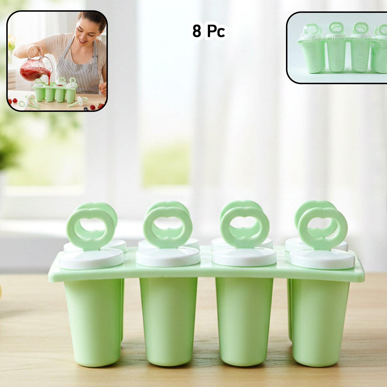 Set of 8 Plastic Popsicle Molds for Homemade Ice Lollies - Great Price - Image 1