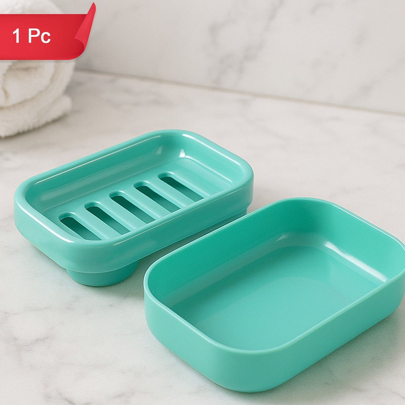 Premium Quality Rectangular Aqua Green Plastic Soap Case (1 Pc) - Happy Price - Image 1