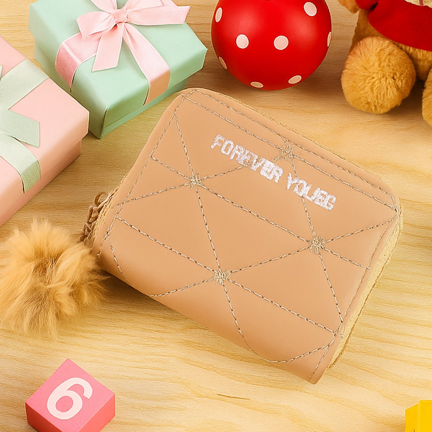 Cute Furry Zip Kids Wallet - 1 Pc - Happy Price - Image 5