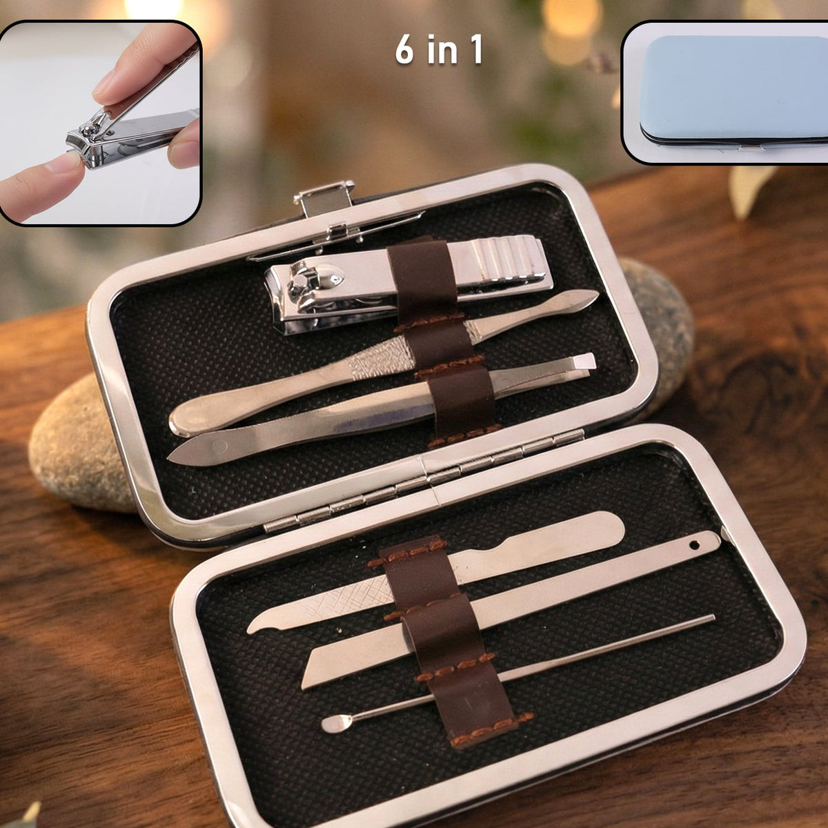 6-in-1 Personal Grooming Kit for Nails & More - Travel Case Included - Happy Price - Image 1