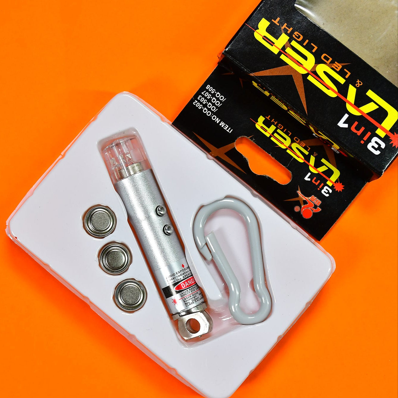 3 In1 Laser Light Led Flashlight + Torch Keychain + Laser Pointer - Happy Price - Image 1