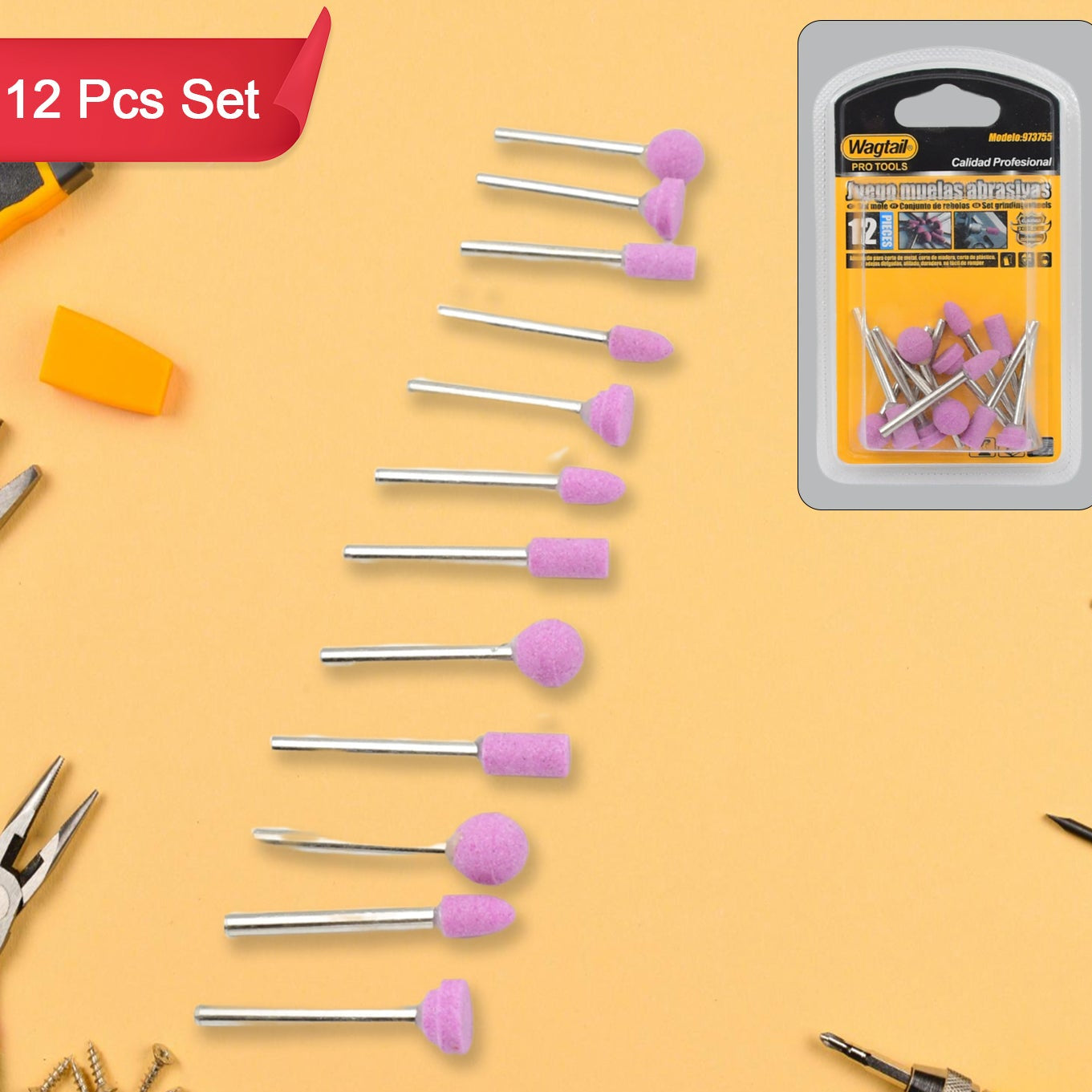 Grinding Wheels Head Grinding Head (Different Design 12 Pcs Set) - Happy Price - Image 1