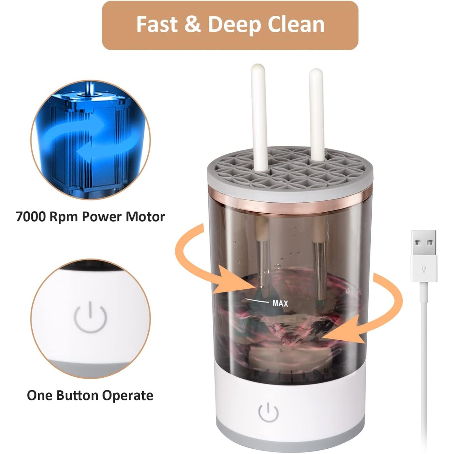 Automatic Makeup Brush Cleaner Fast Electric Brush Cleaner Hand Free Machine Super Clean Brush Washer Brushes Organizer Tool (1 Pc) - Happy Price - Image 4