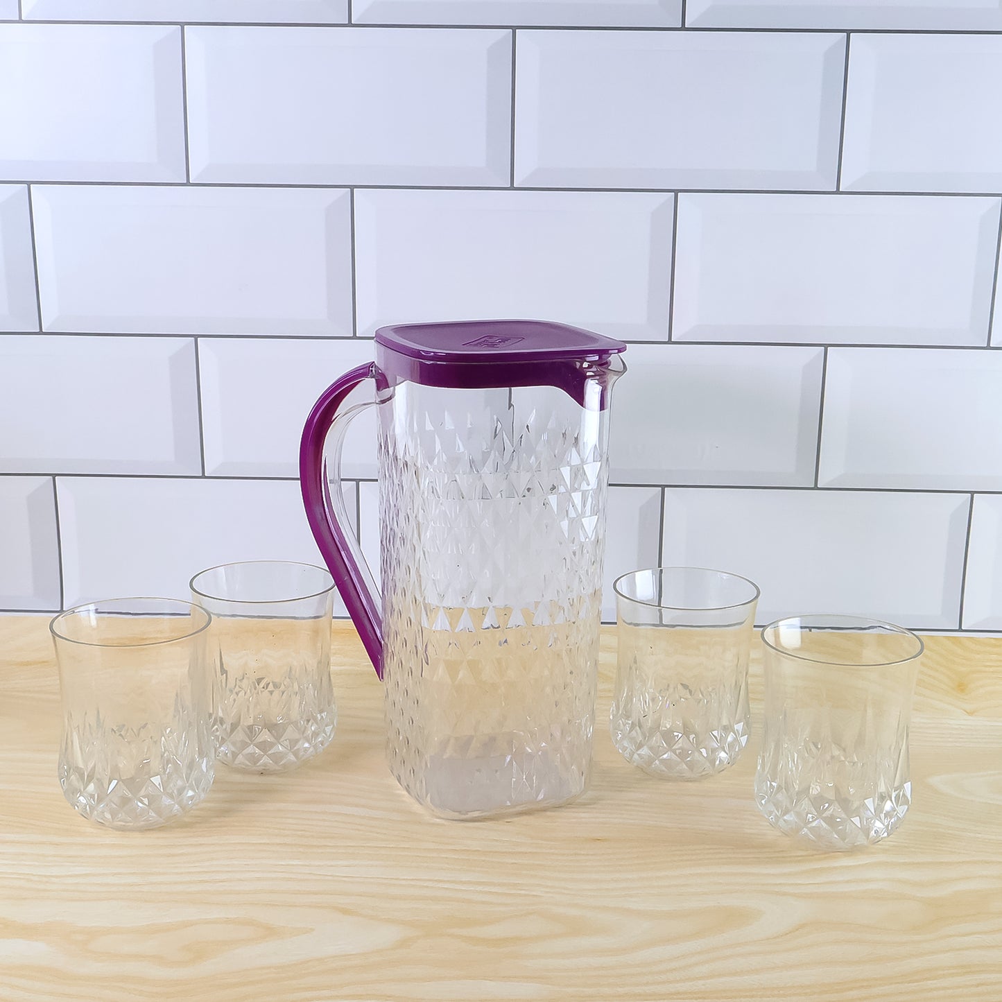 Plastic Jug and Glass Set - 1.5L Pitcher with 4 x 300ml Tumblers (5 Pc Combo) - Happy Price - Image 4