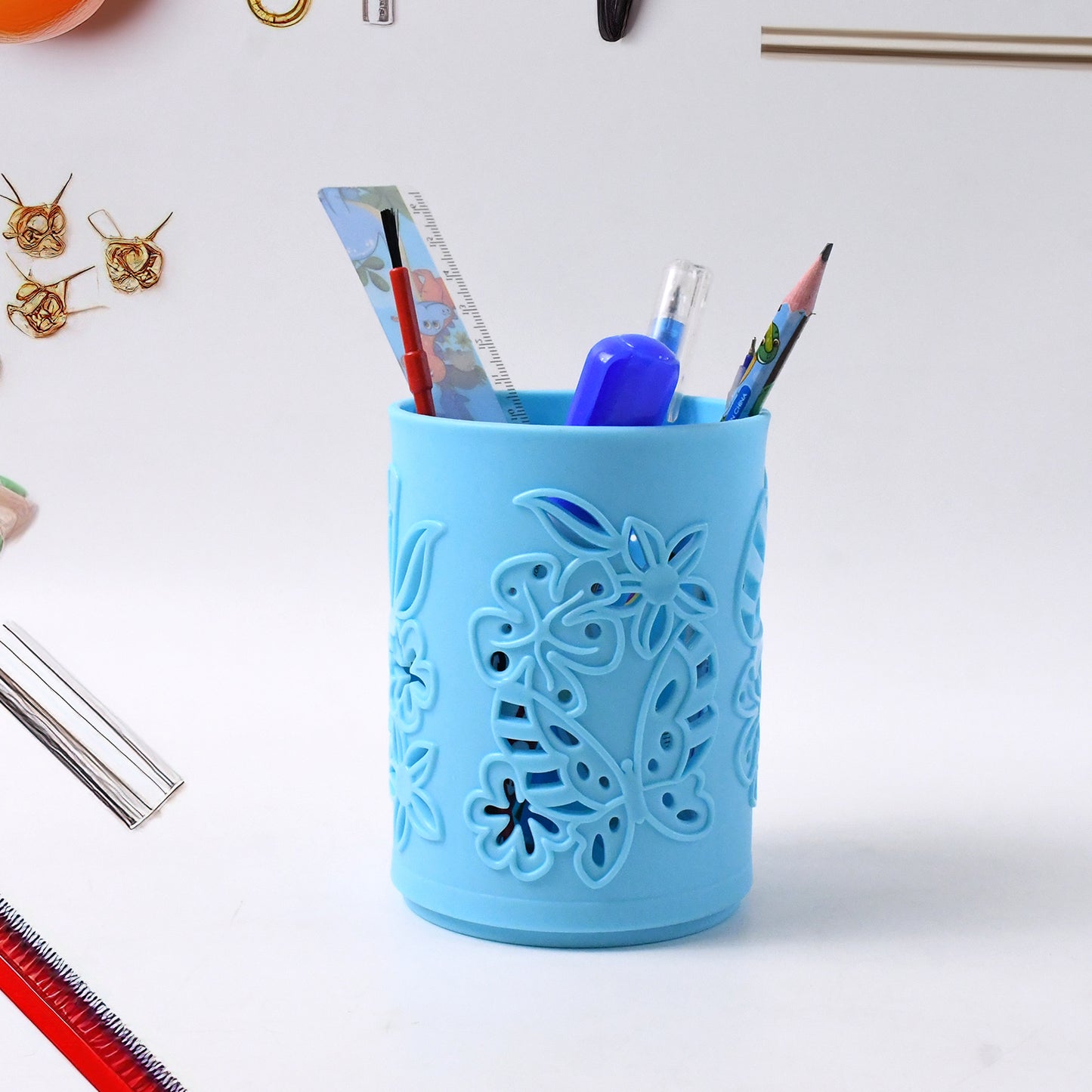 Pen Holder Office Desk Plastic Mesh Pen Stand (1 Pc) - Happy Price - Image 2