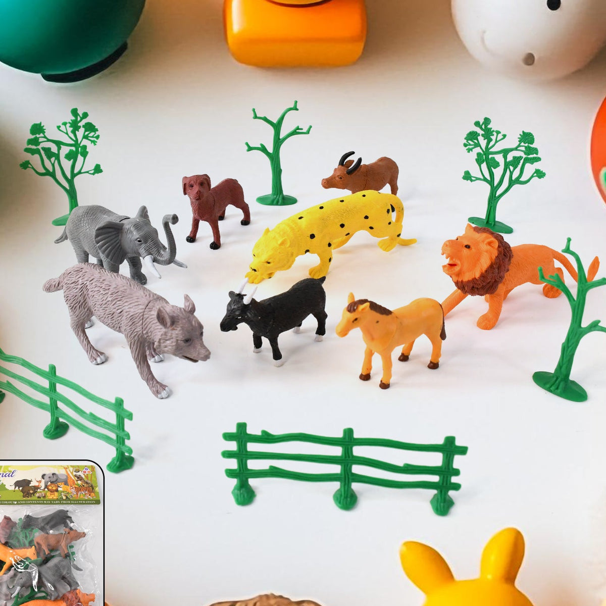 Animal Kingdom Plastic Toy Set For Kids (14 Pc) - Happy Price - Image 1