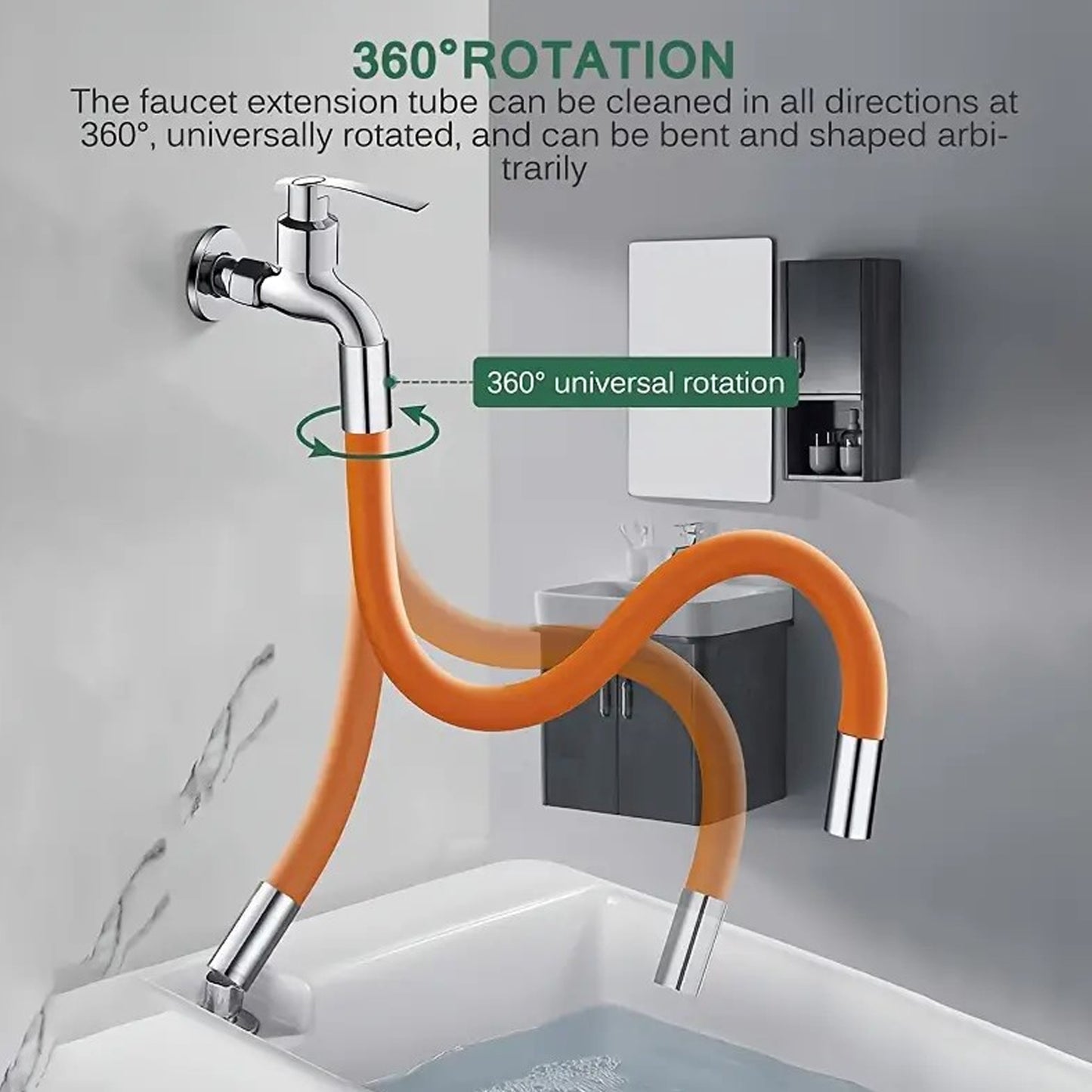 Flexible Water Tap Extender Universal Foaming Extension Tube With Connector 360 Free Bending Faucet Extender Adjustable Sink Drain Extension (18cm) - Happy Price - Image 3