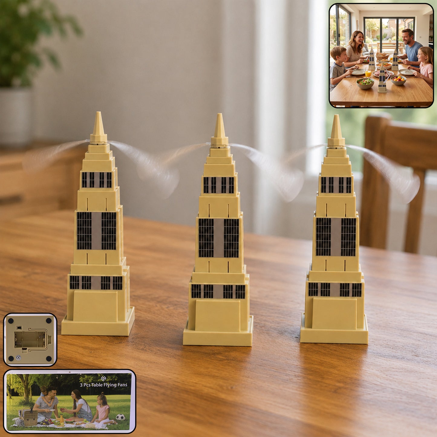 Tabletop Food Protection Fan - 3 Pc Set for Fly Repelling - Happy Price - Image 2
