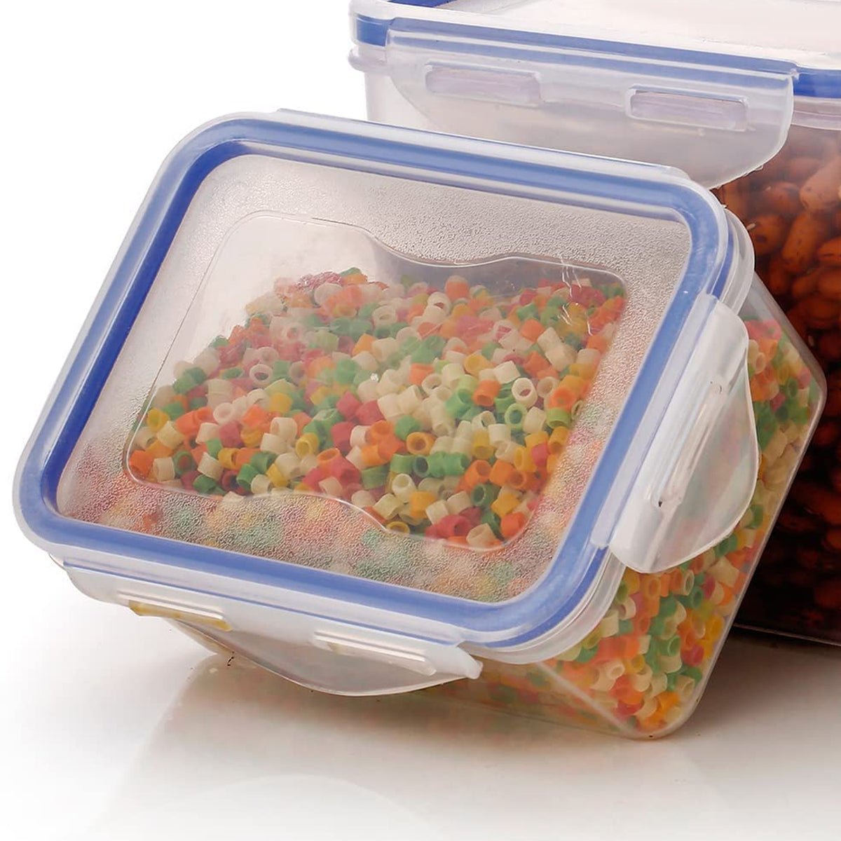 Rectangle Abs Airtight Food Storage Containers With Leak Proof Locking Lid Storage Container Set Of 3 Pc (Approx Capacity 500ml1000ml1500ml Transparent) - Happy Price - Image 5
