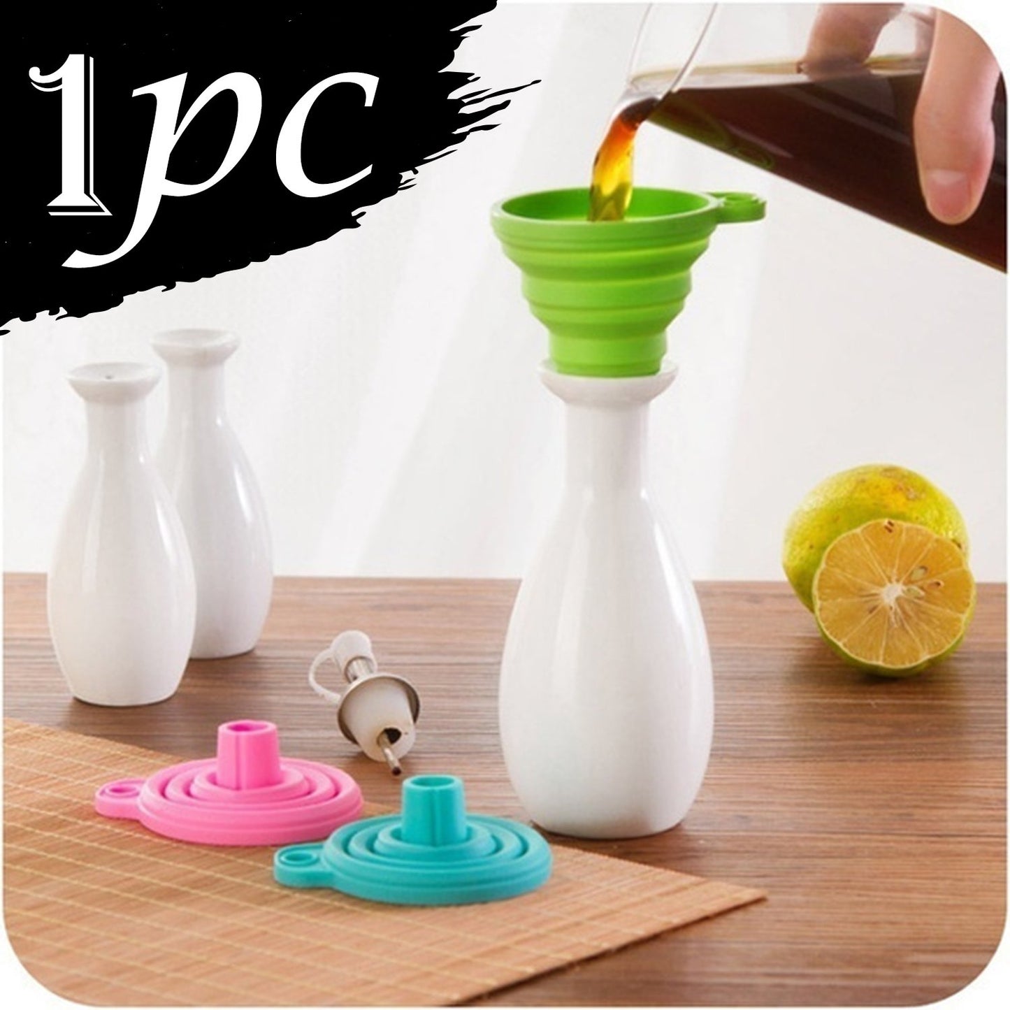 Collapsible Silicone Funnel for Kitchen - Oil, Sauce, Liquid Transfer - Happy Price - Image 2