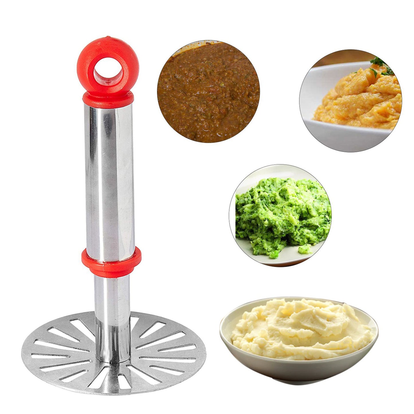 Ganesh Potatopav Bhaji Masher With Plastic Handle Silver Plastic - Oval Pav Masher Potato 1-piece Smasher Handle Multicolor - Happy Price - Image 3
