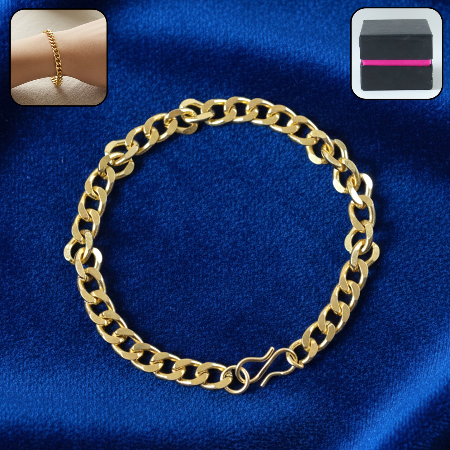 Gold Finish Chain Link Bracelet for Men & Women - 1 Pc - Happy Price - Image 2