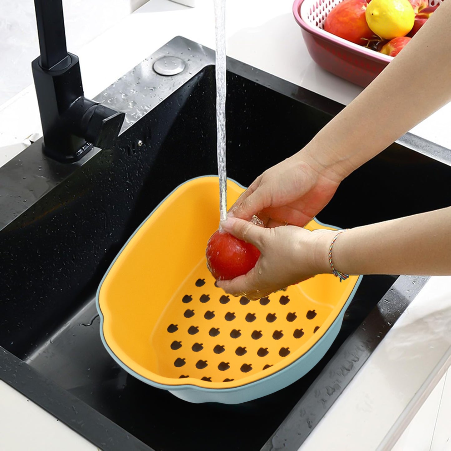 Pepper Shape 2-in-1 Washing Bowl & Colander Set (1 Pc) - Happy Price - Image 4