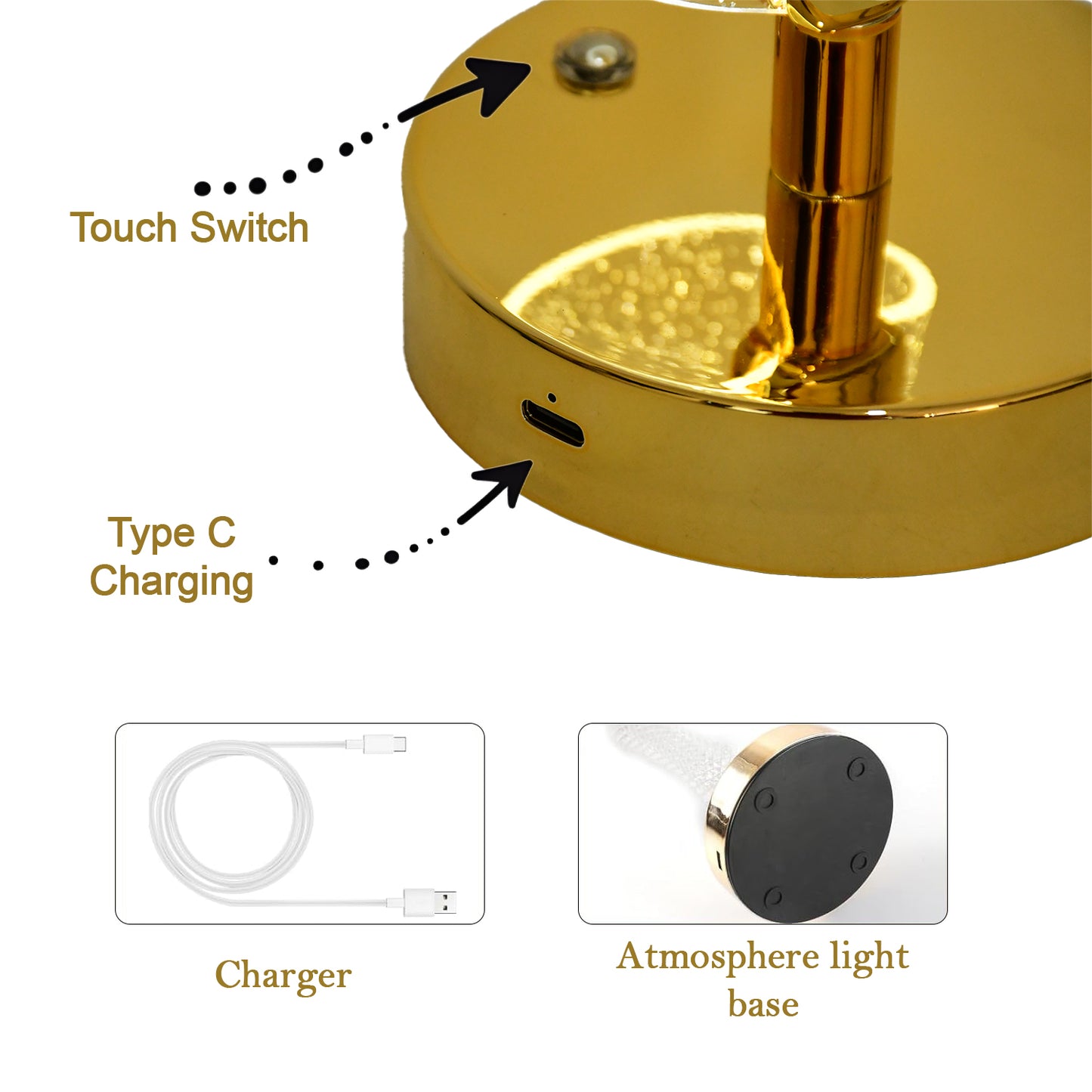 Sparkling Crystal LED Table Lamp with Golden Base - Decorative Bedside Light - Happy Price - Image 5