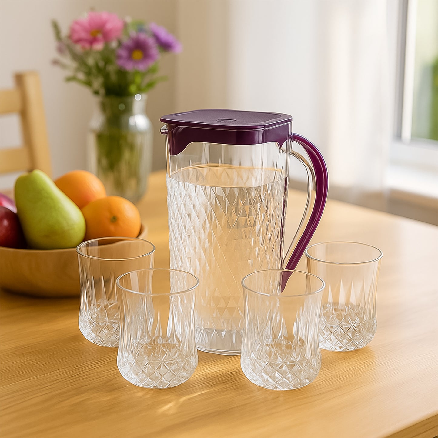 Plastic Jug and Glass Set - 1.5L Pitcher with 4 x 300ml Tumblers (5 Pc Combo) - Happy Price - Image 7