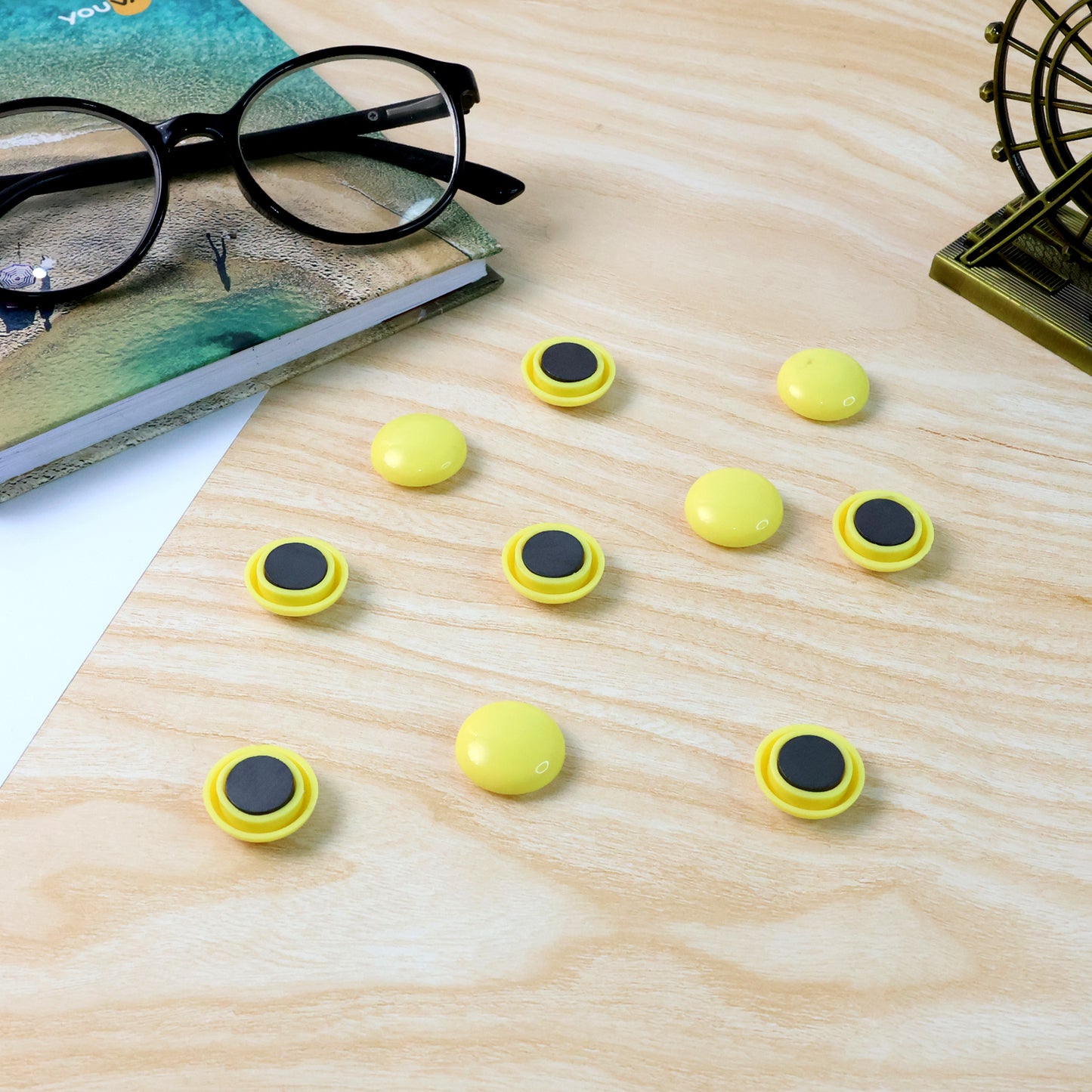 10 Pc Round ABS Fridge Magnets - Strong Hold Push Pins for Whiteboards & Metal Surfaces - Happy Price - Image 7