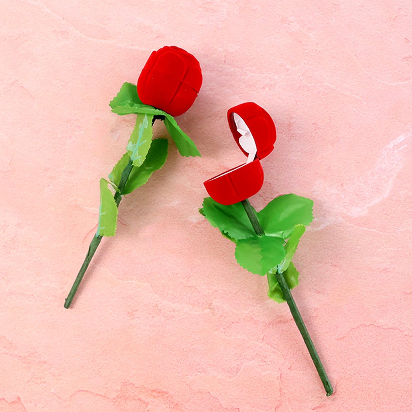 Romantic Rose Ring Box Set - 2 Pcs Flower Shaped Jewelry Holder - Happy Price - Image 3