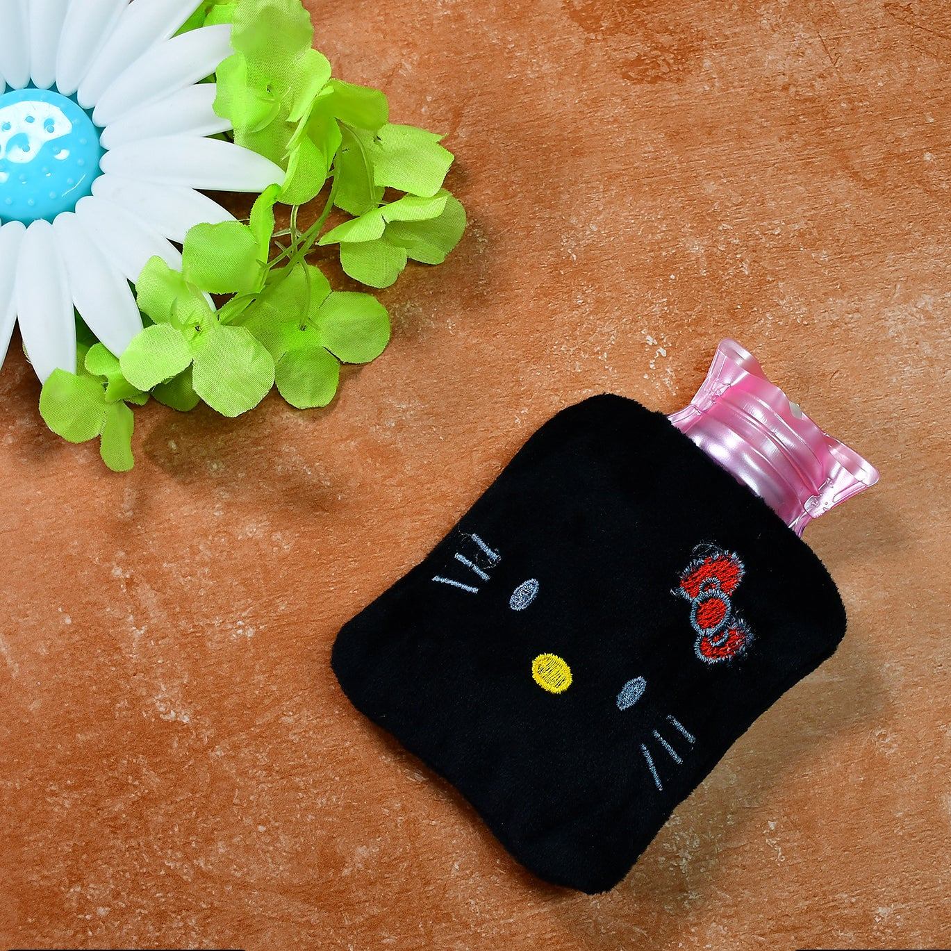 Black Hello Kitty Small Hot Water Bag With Cover For Pain Relief Neck Shoulder Pain And Hand Feet Warmer Menstrual Cramps. - Happy Price - Image 1
