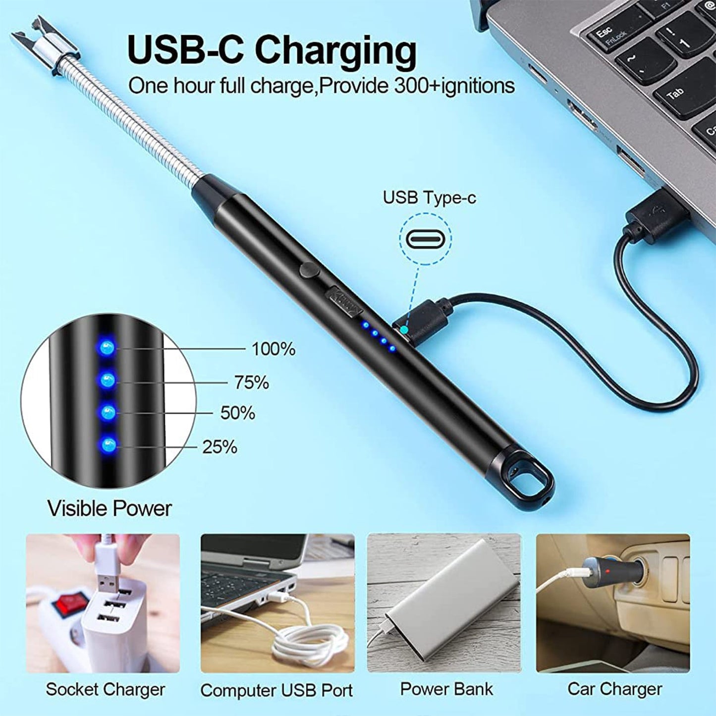 Lighter Long Flexible Electric Arc Usb Rechargeable Windproof Flameless Electronic Smoking Plasma Lighters - Happy Price - Image 2