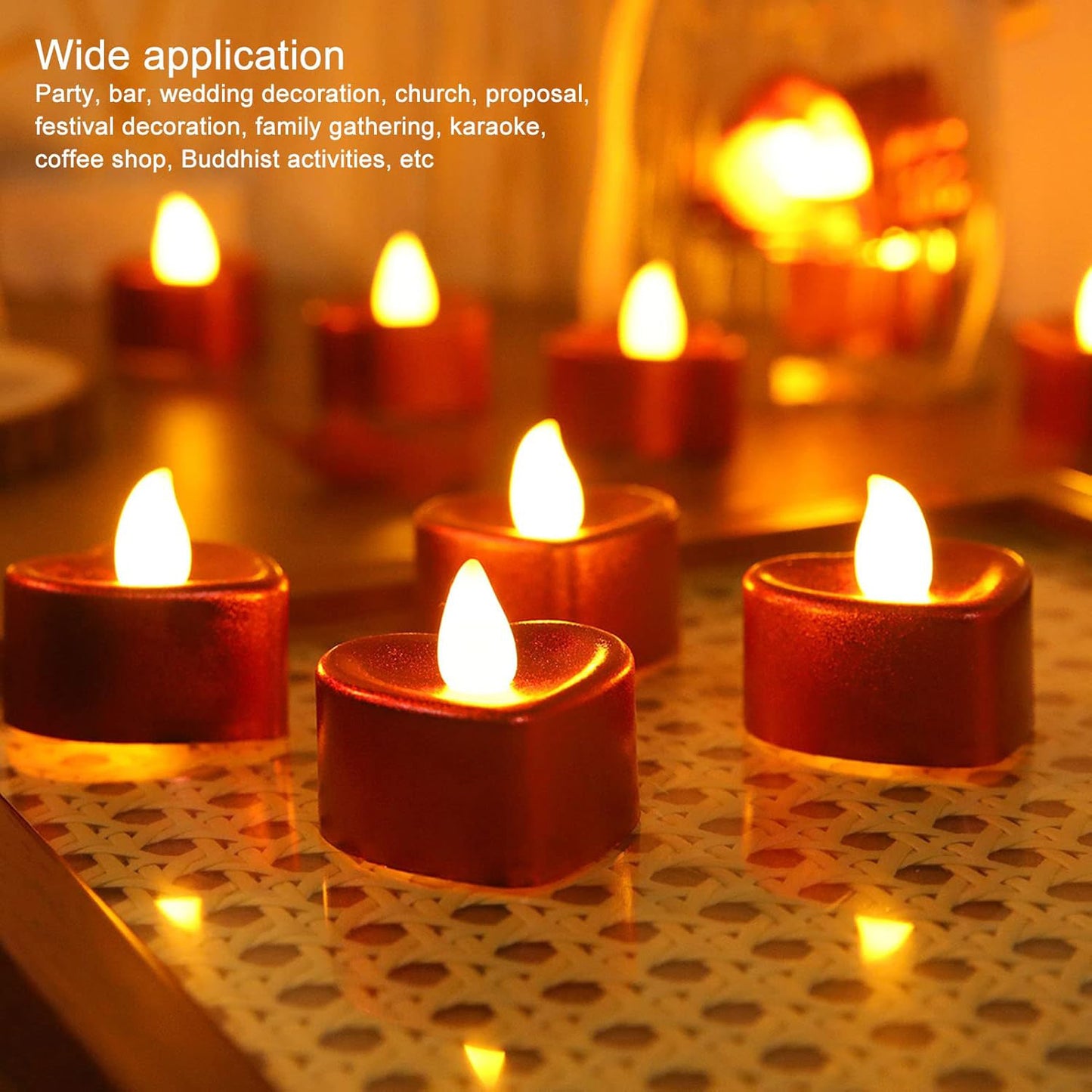 Heart Shaped LED Tealight Candles - 12 Pc Mix Color, Flameless & Safe for Decor - Happy Price - Image 6