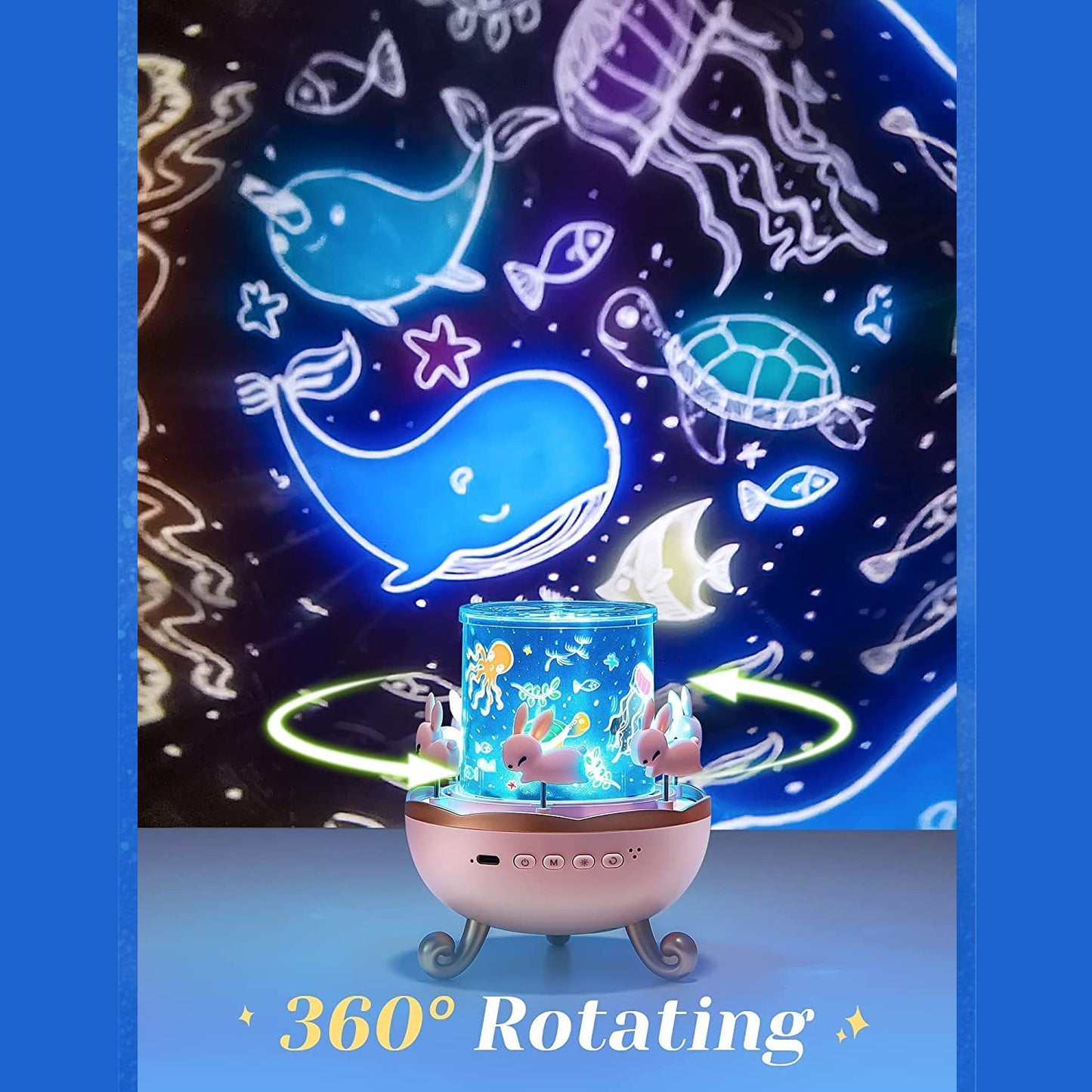 Rotating Bunny Carousel LED Star Projector Lamp with Music - Rechargeable Night Light for Kids - Happy Price - Image 6