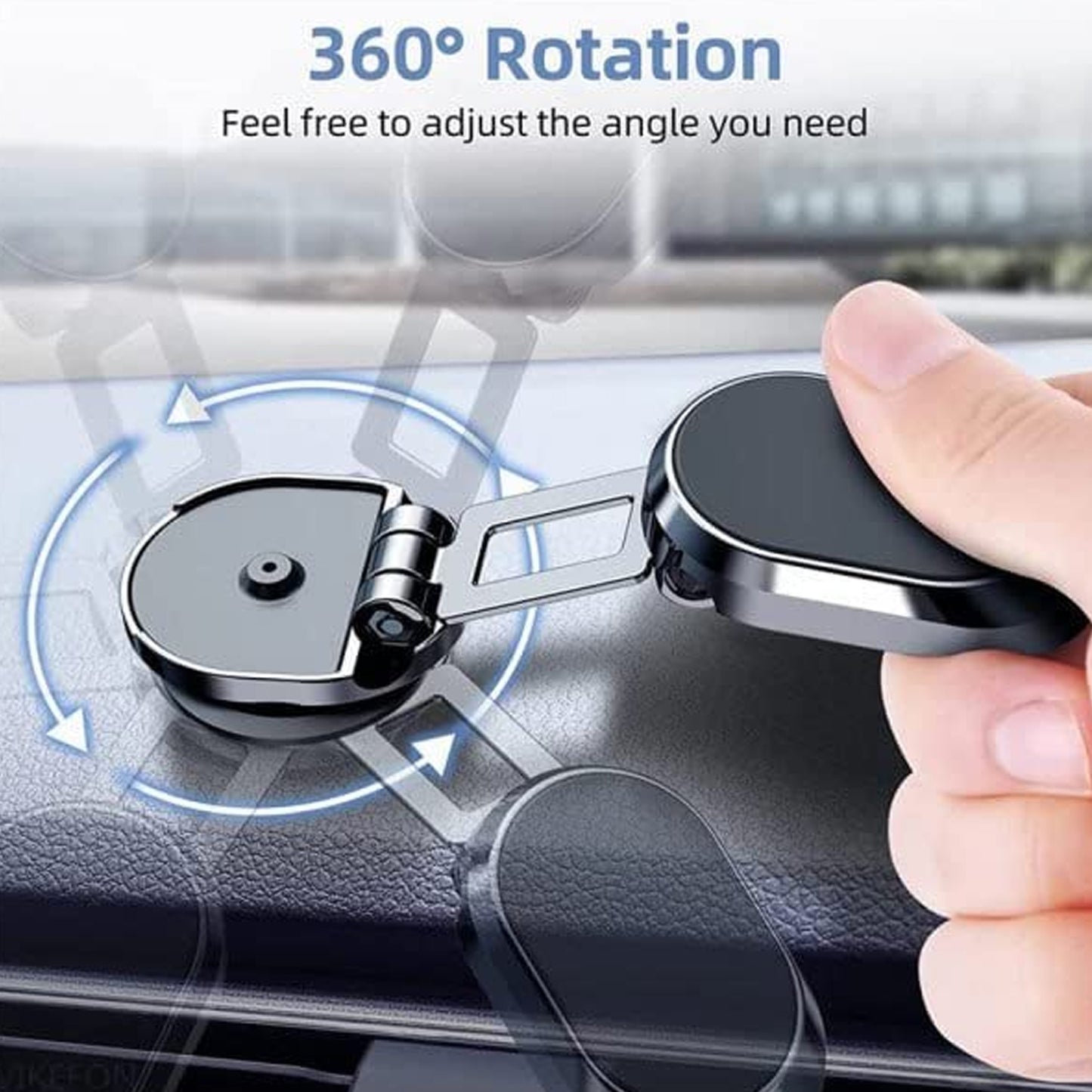 360 Degree Rotating Magnetic Car Phone Holder Metal Folding Car Phone Holder New Alloy Folding Magnetic Car Phone Holder (Pack Of 1) - Happy Price - Image 5