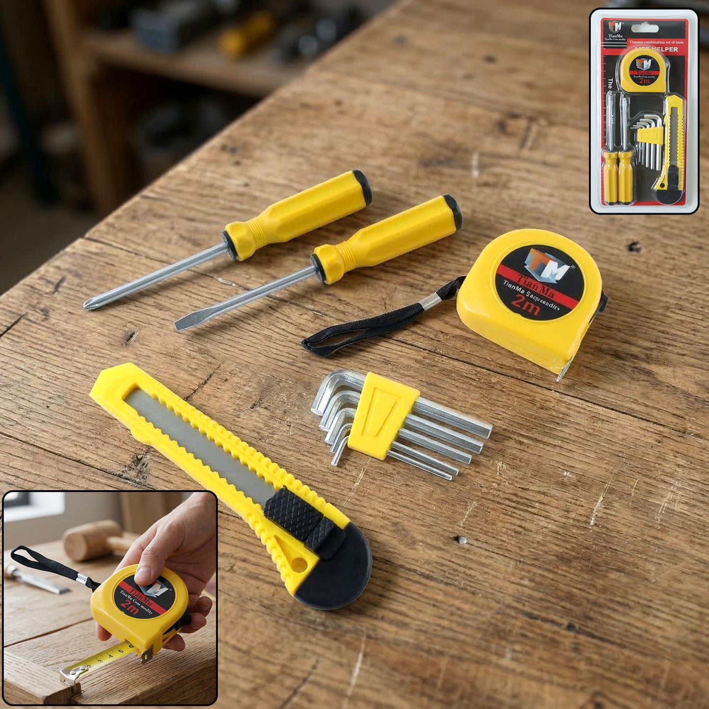 9 Piece Home Repair Tool Kit with Measuring Tape & Screwdrivers - Great Price - Image 2