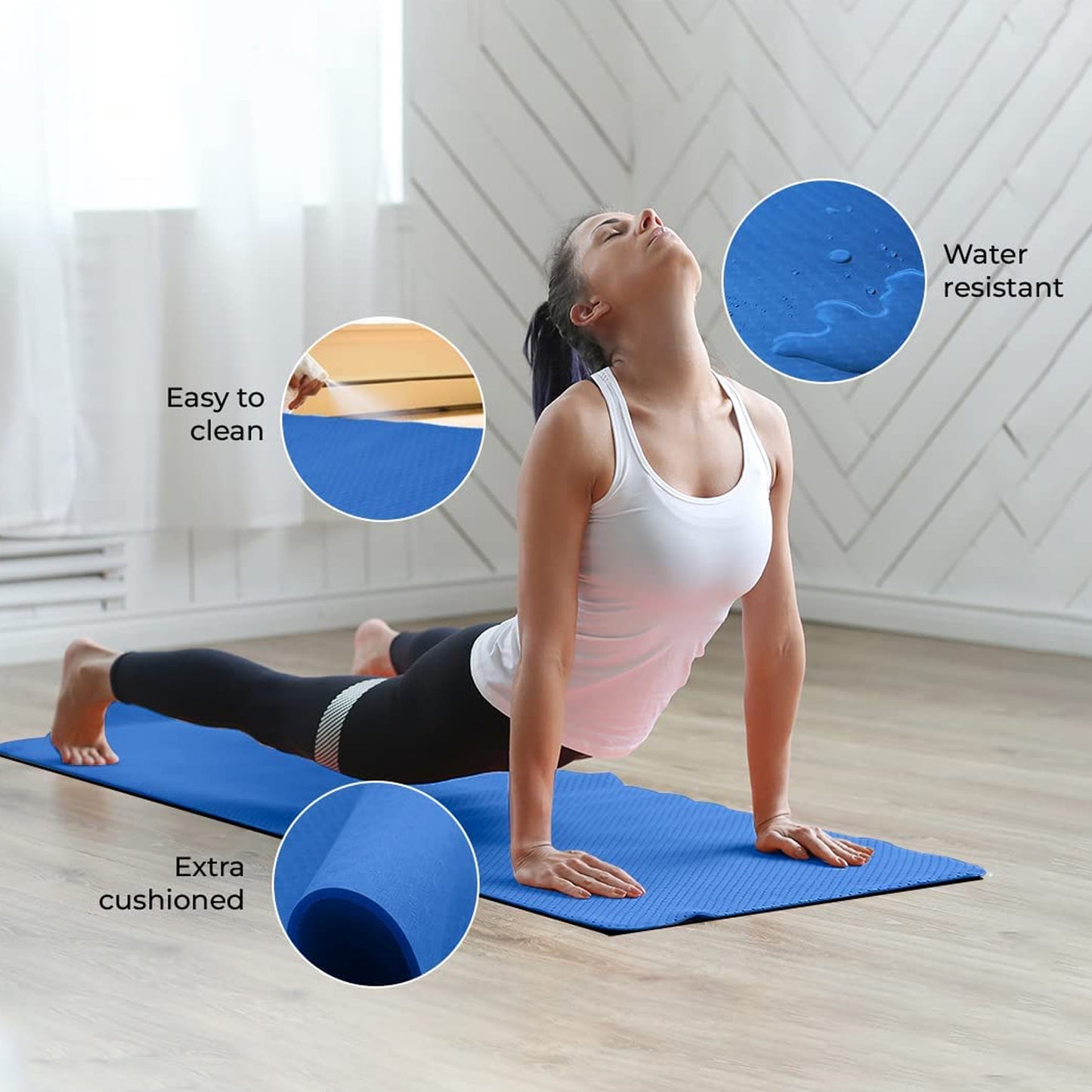 Non-Slip Yoga Mat for Home & Gym - 183x61 cm Blue Exercise Mat (1 Pc) - Great Price - Image 6