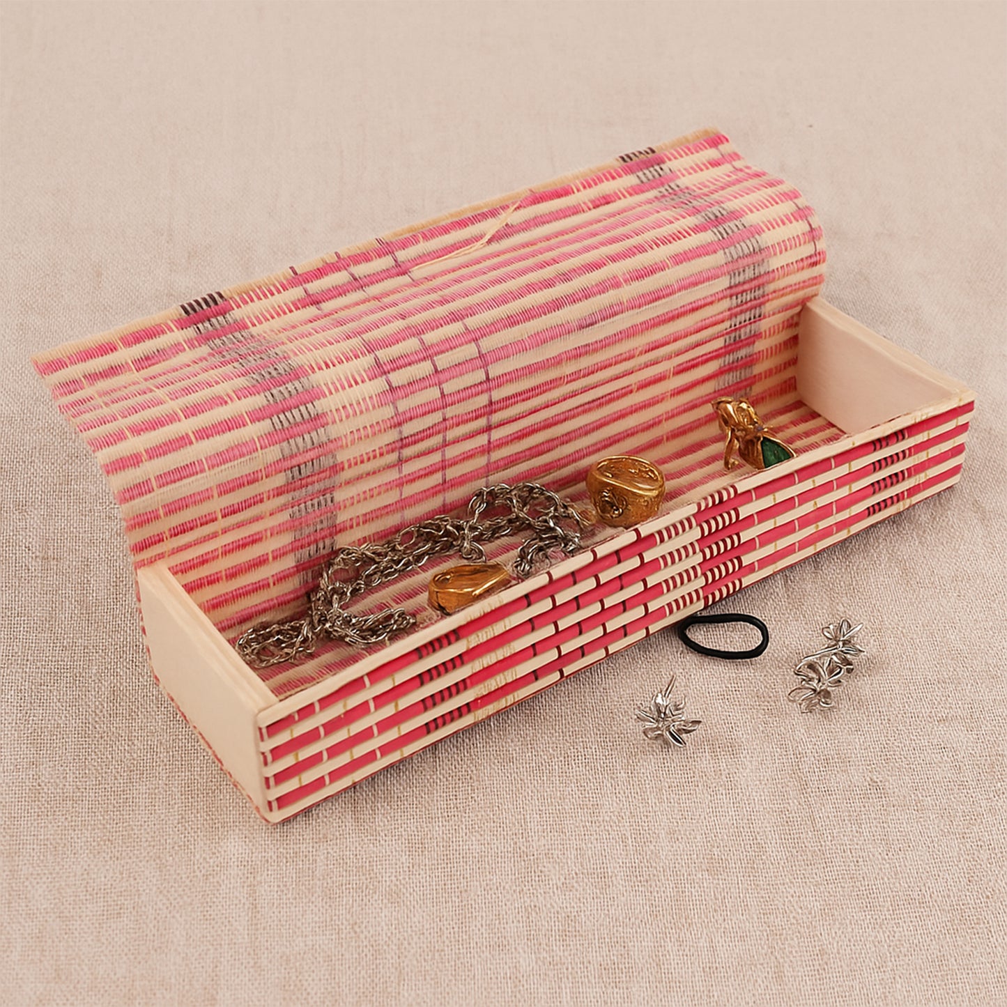 Handcrafted Bamboo Mat Style Pen Pencil & Makeup Box - 1 Pc Organizer - Happy Price - Image 4