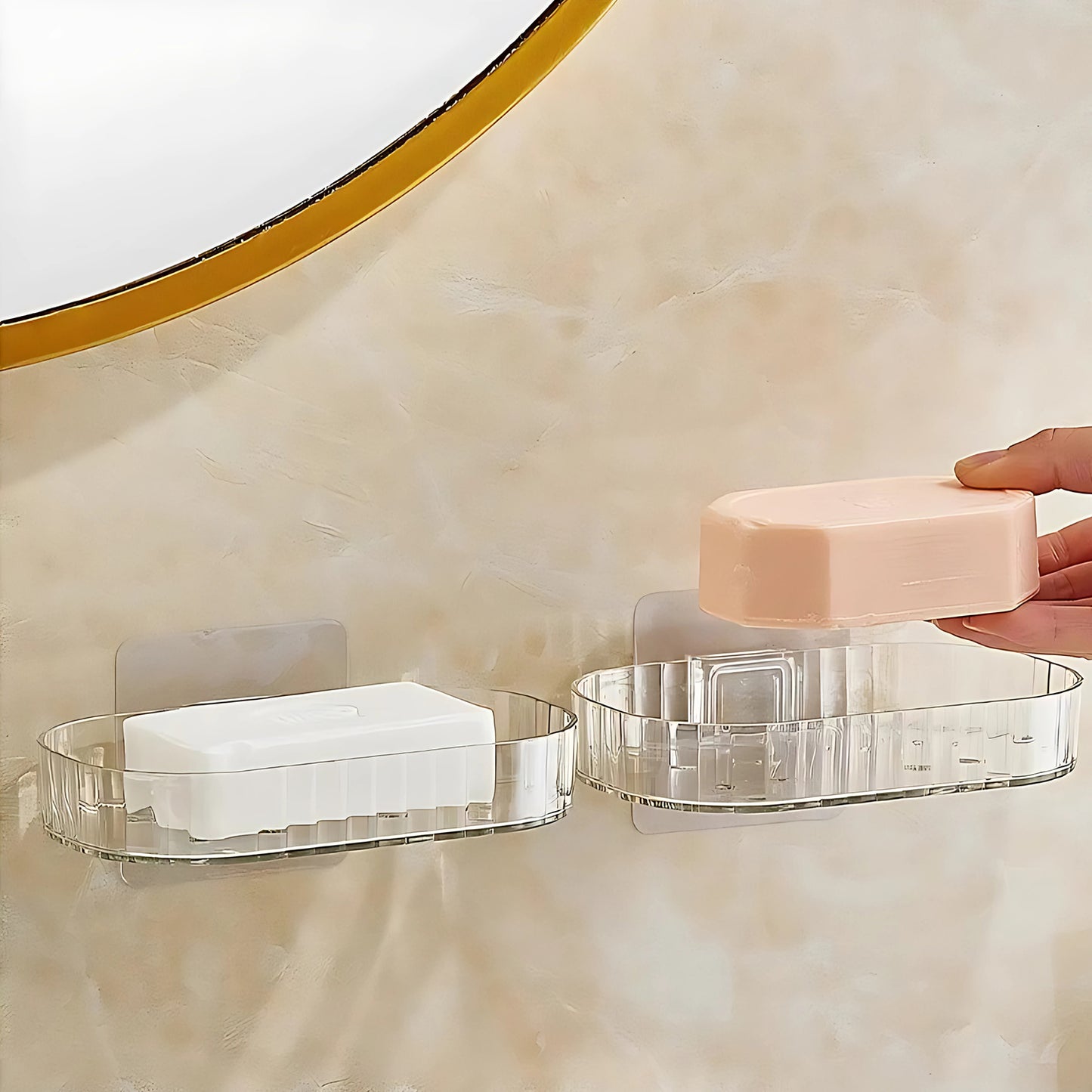 Self Adhesive Transparent Wall Mounted Soap Dish Holder (2 Pc) - Happy Price - Image 4