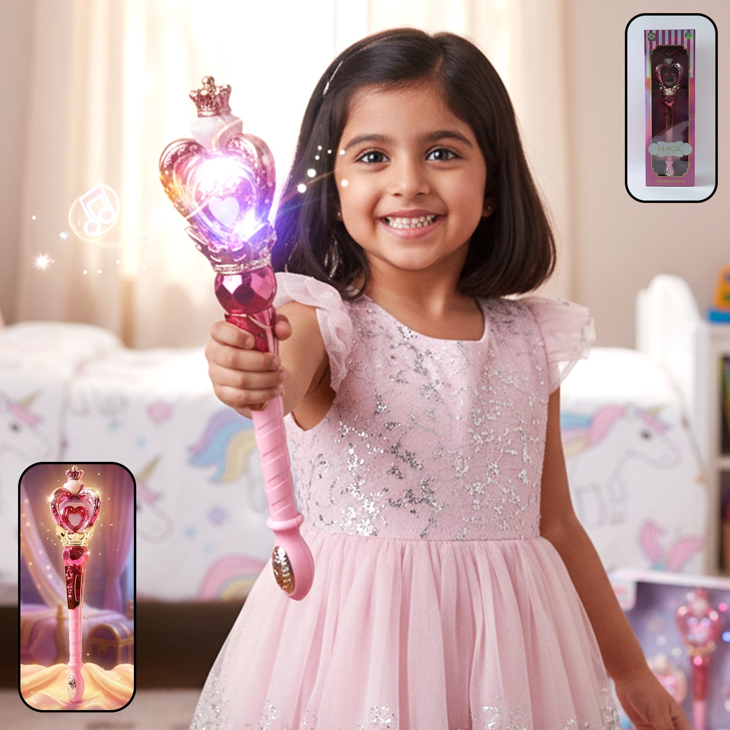 Princess Light Wand Toy for Kids - 1 Pc, Musical Fantasy Toy with Flashing Lights - Great Price - Image 2