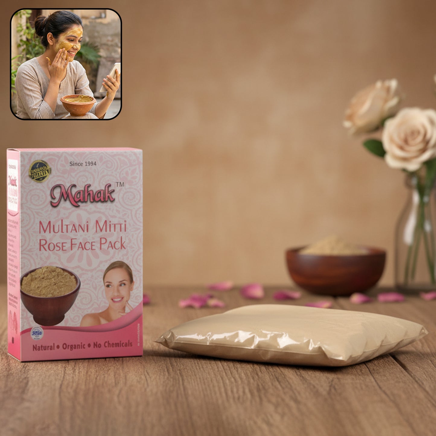 Herbal Multani Mitti & Rose Face Pack - 80 gm - Happy Price - Image 2