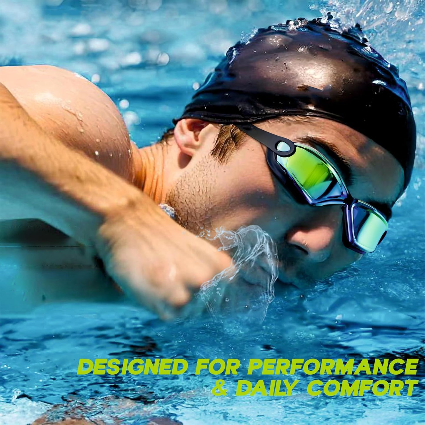 Professional Anti-fog Uv Protection Swimming Goggles With Mirrored Lenses And Earplugs - Happy Price - Image 3