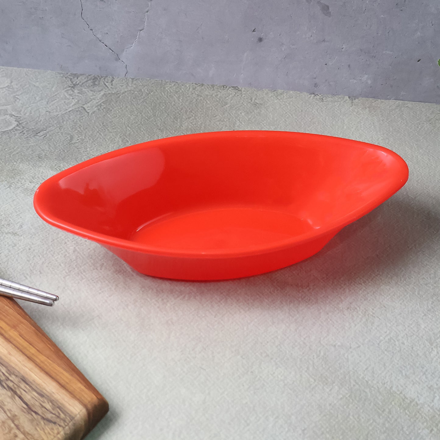 Red Oval Serving Bowl - Deep, Break-Resistant Plastic for Salads & Snacks (1 Pc) - Happy Price - Image 6