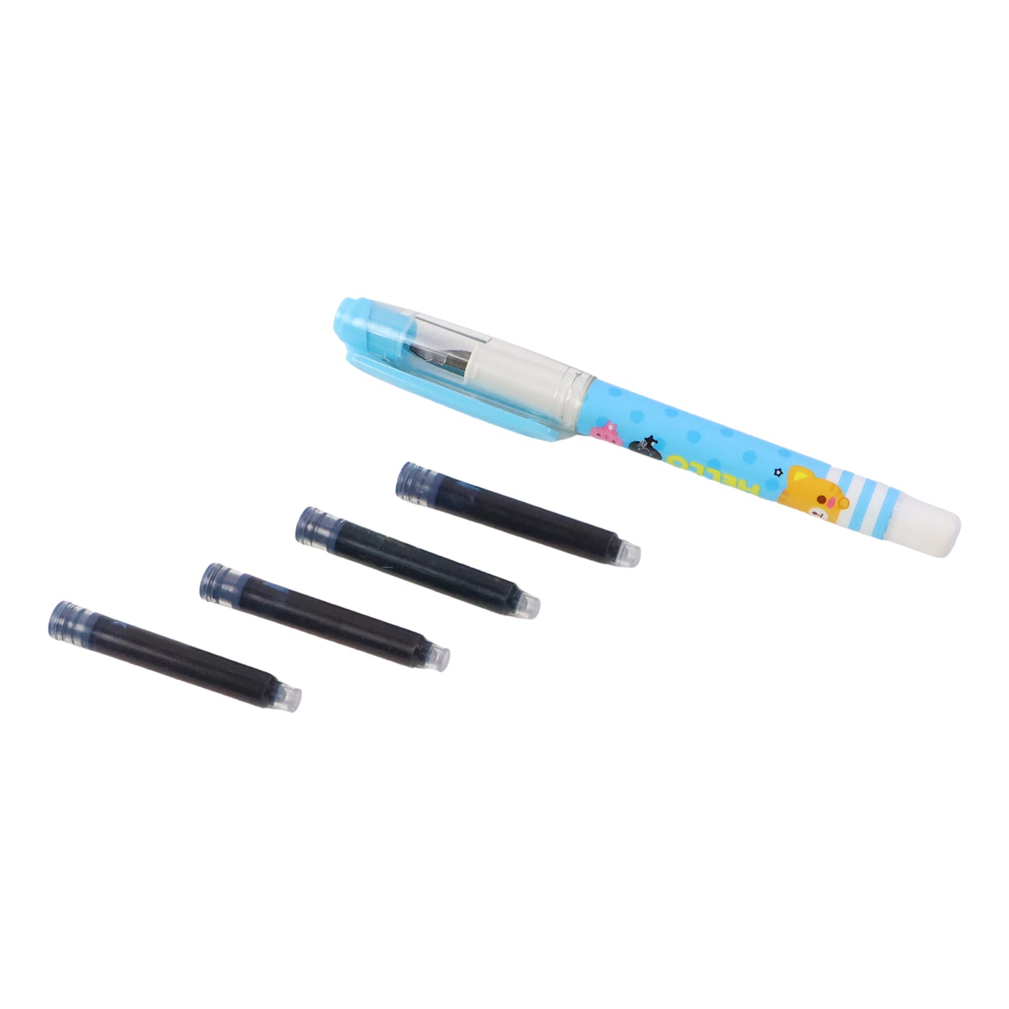 Cute Cartoon Liquid Ink Pen Set with Refills - Smooth Writing Fountain Style - Happy Price - Image 3