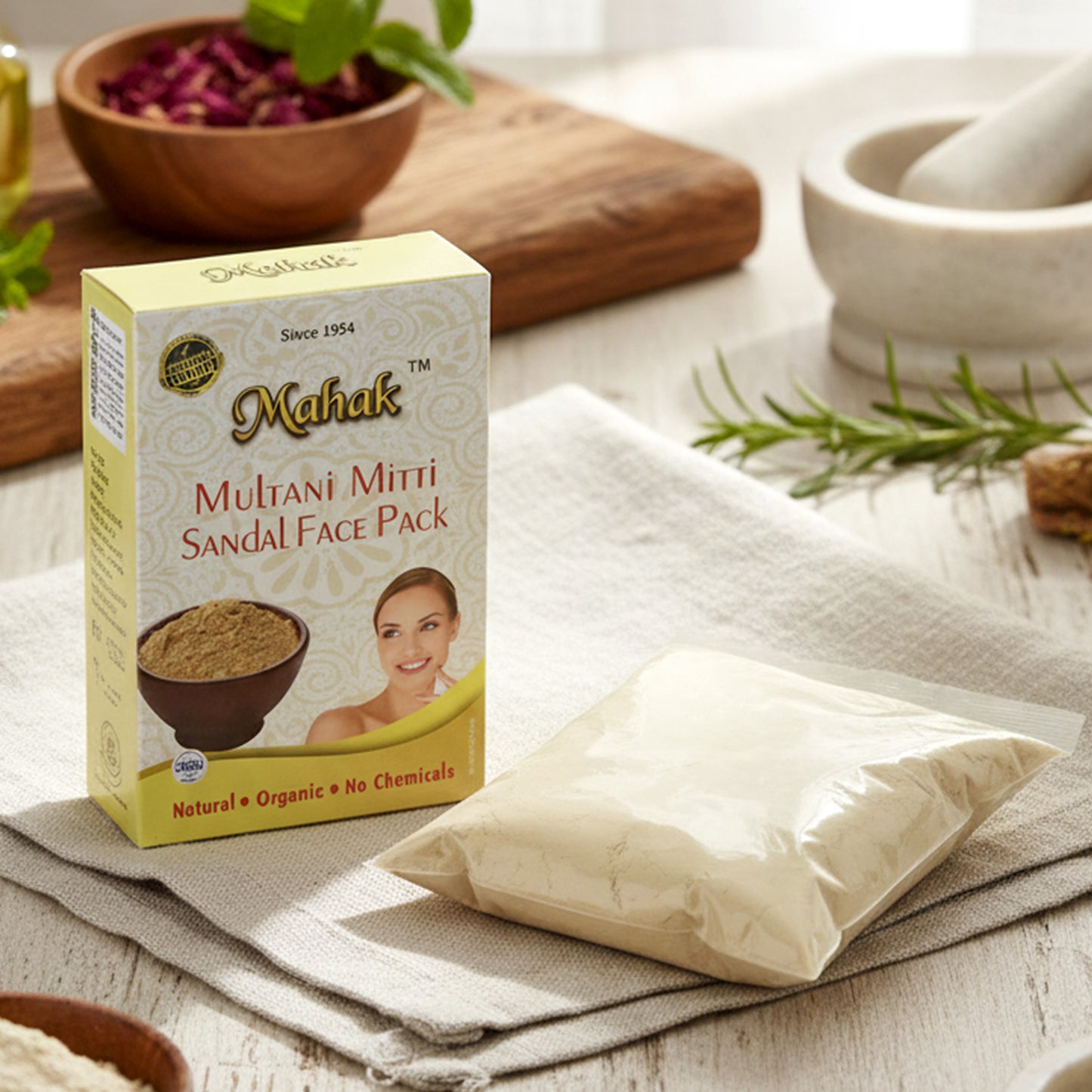 Herbal Multani Mitti & Sandal Face Pack Powder - 80 gm - Happy Price - Image 6