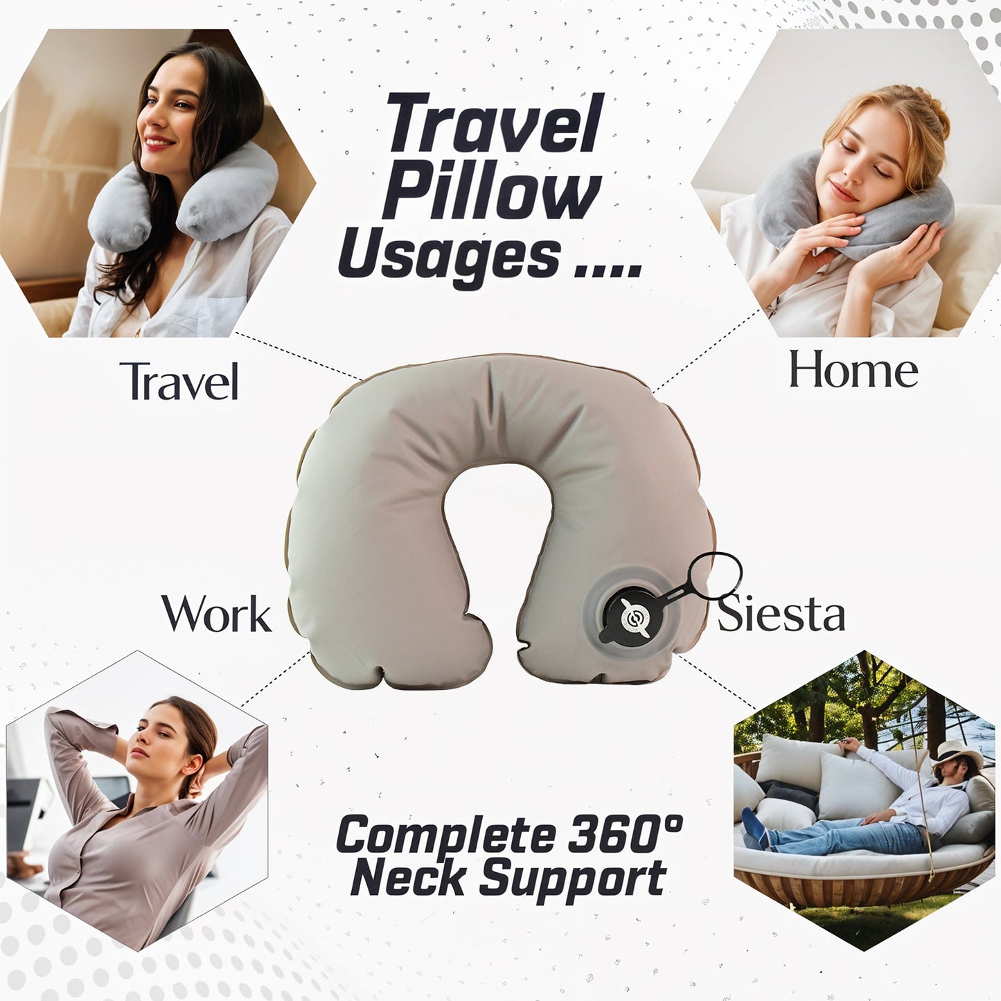 Premium Quality Inflatable Travel Neck Pillow (1 Pc) - Happy Price - Image 3