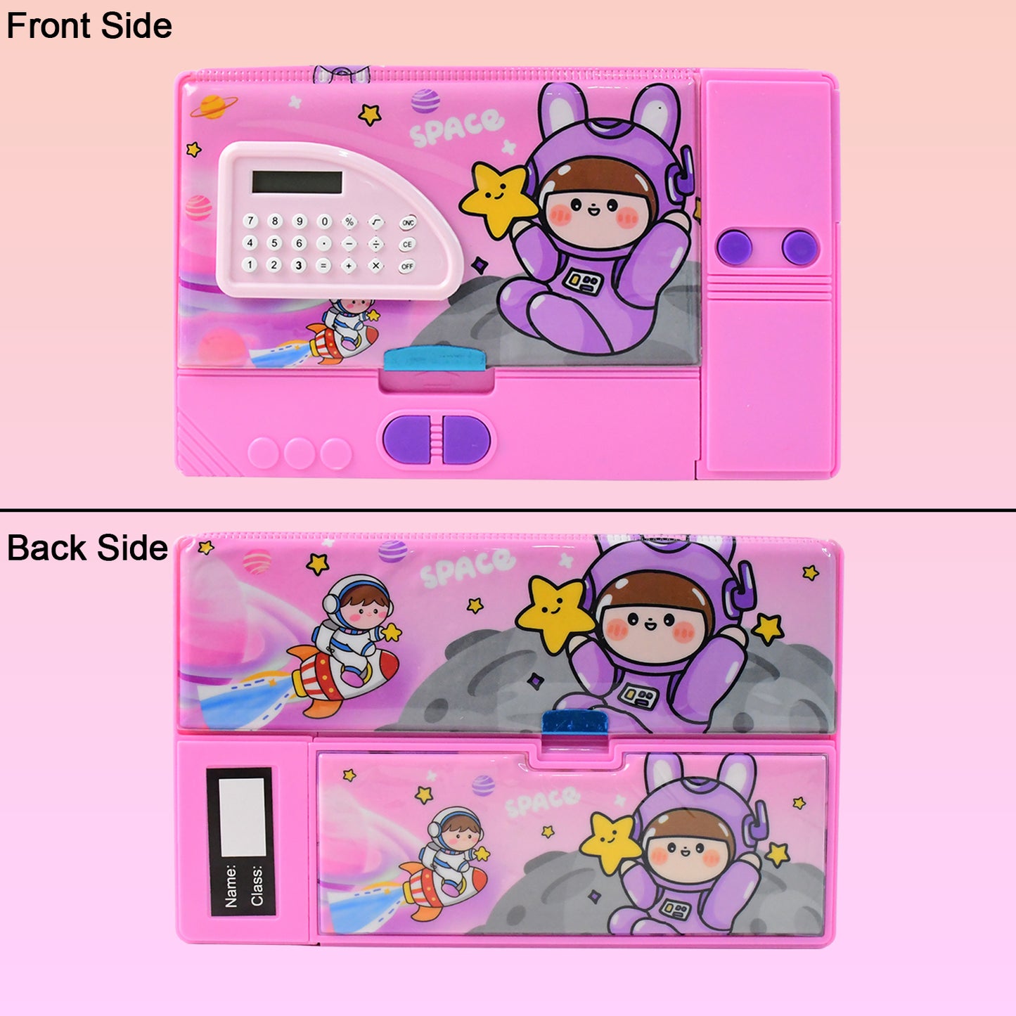 Multi-functional Space Theme Pencil Box With Built-in Calculator (1 Pc) - Happy Price - Image 4
