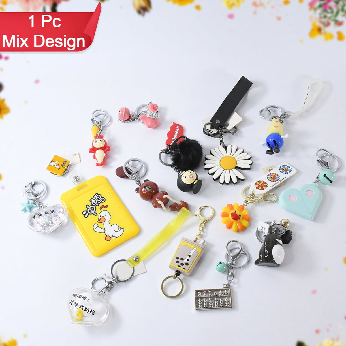 Mix Design Size Keychain - Durable Stylish Accessory (1 Pc Mix Color) - Happy Price - Image 1