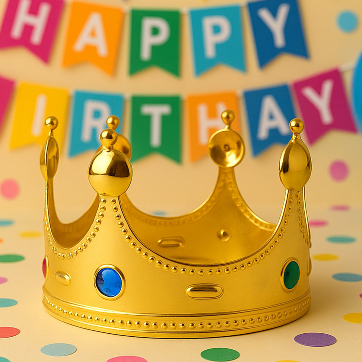 Golden Royal Crown With Colored Gems (1 Pc) - Happy Price - Image 3