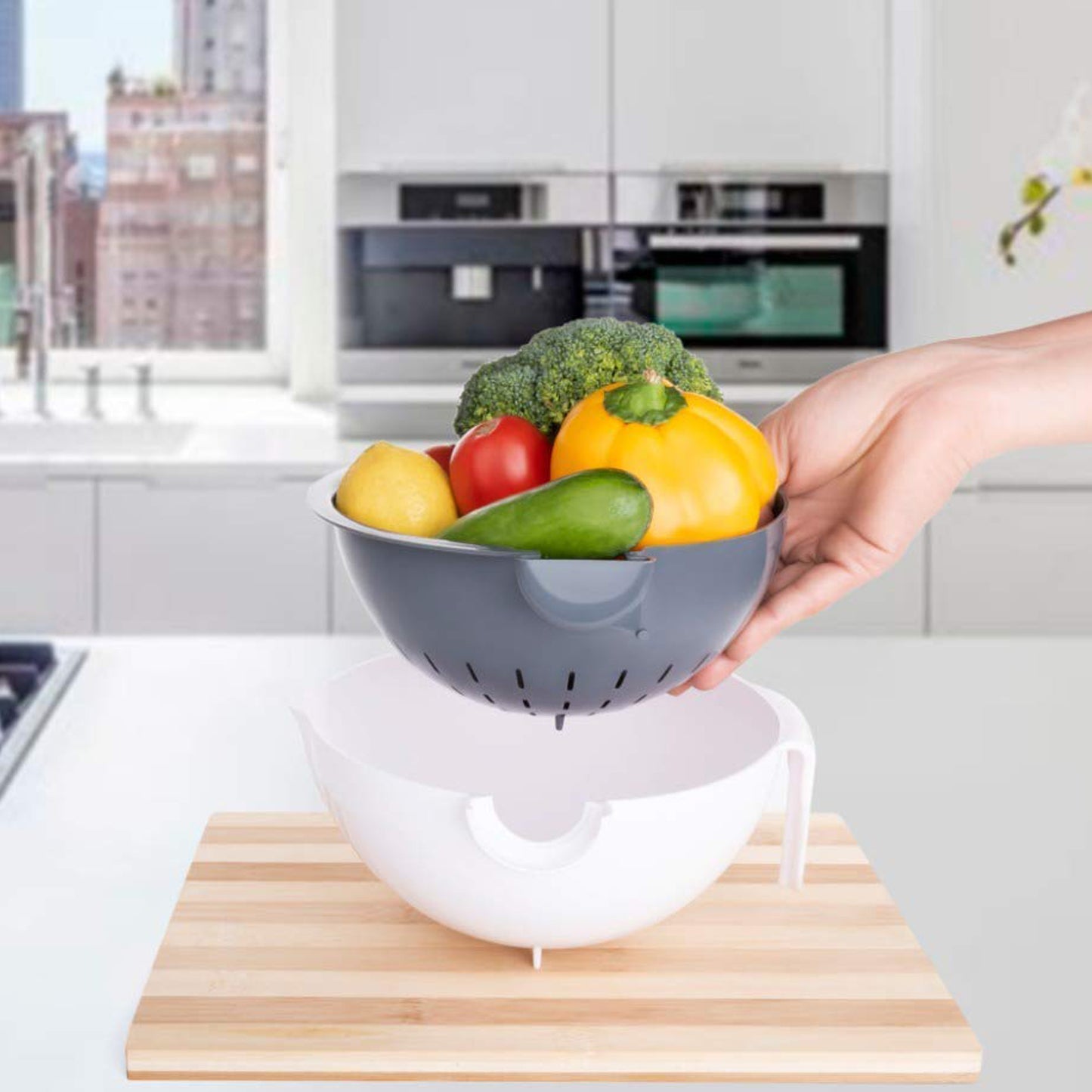 2-in-1 Vegetable Washing Bowl with Strainer - 1 Pc - Great Price - Image 6