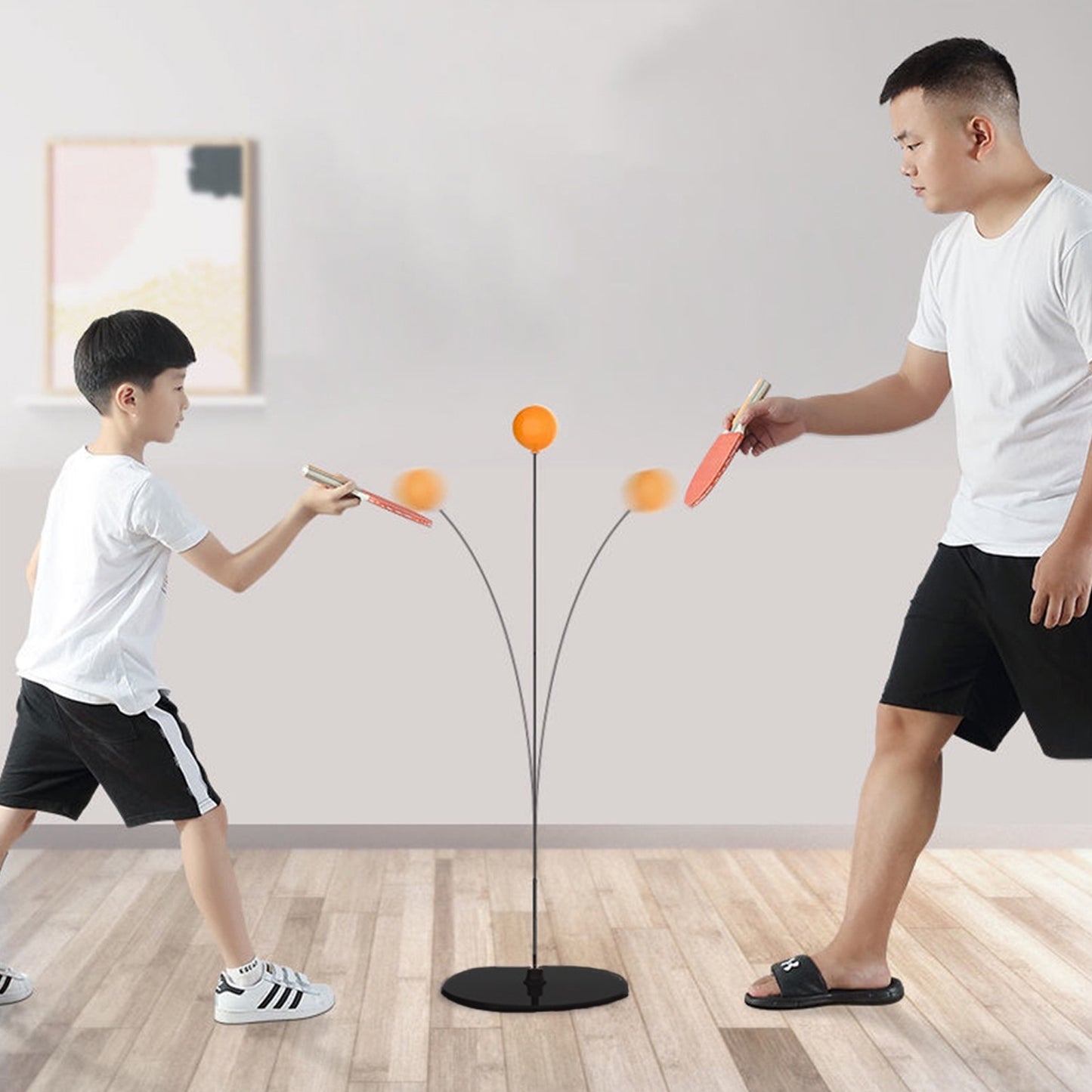 Portable Table Tennis Self-Training Set with Elastic Shaft - Includes 2 Paddles & Balls - Happy Price - Image 3