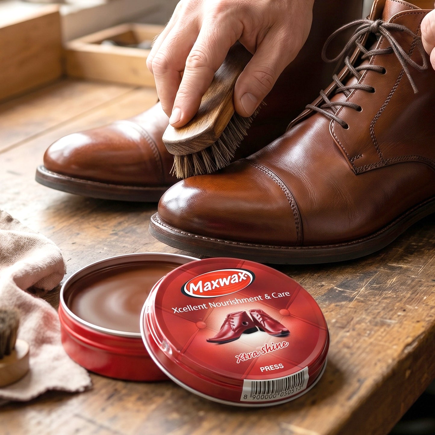 Maxwax Brown Shoe Polish Cream (1 Pc 15 Gm)