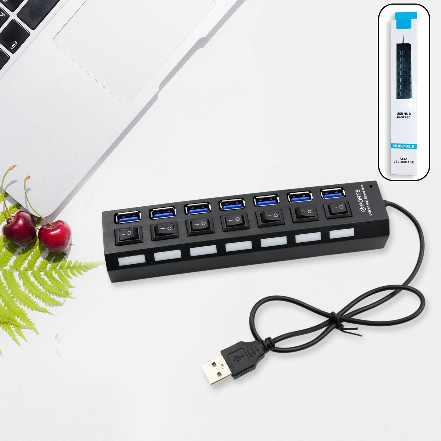 Usb Splitter Multi Port Usb 2.0 Hub 7 Port With Independent Onoff Switch And Led Indicators Usb A Port Data Hub Suitable For Pc Computer Keyboard Laptop Mobile Hdd Flash Drive Camera Etc - Happy Price - Image 6
