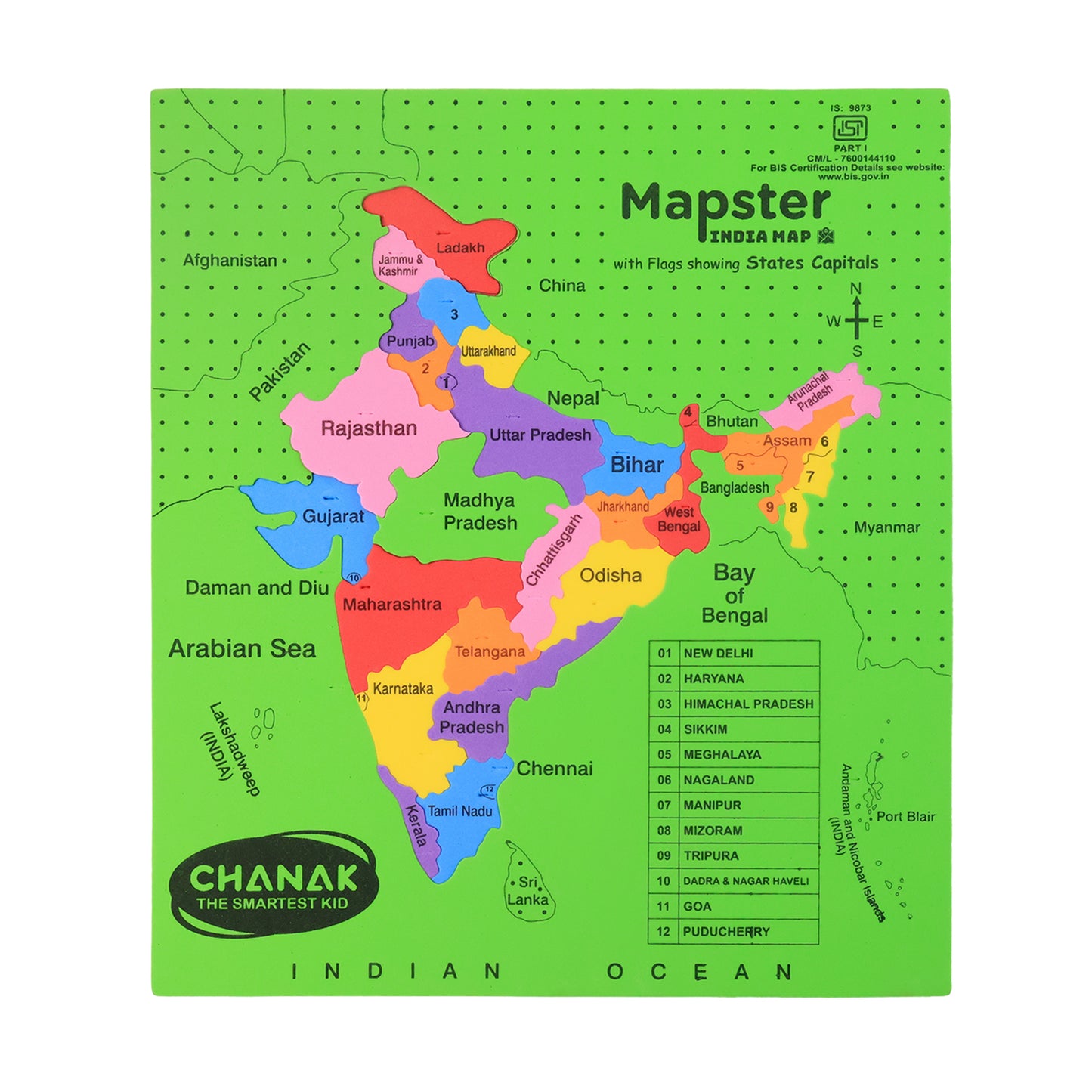 India Map EVA Foam Puzzle for Kids - Educational Geography Learning Toy with State Pieces & Capital Labels - Happy Price - Image 2