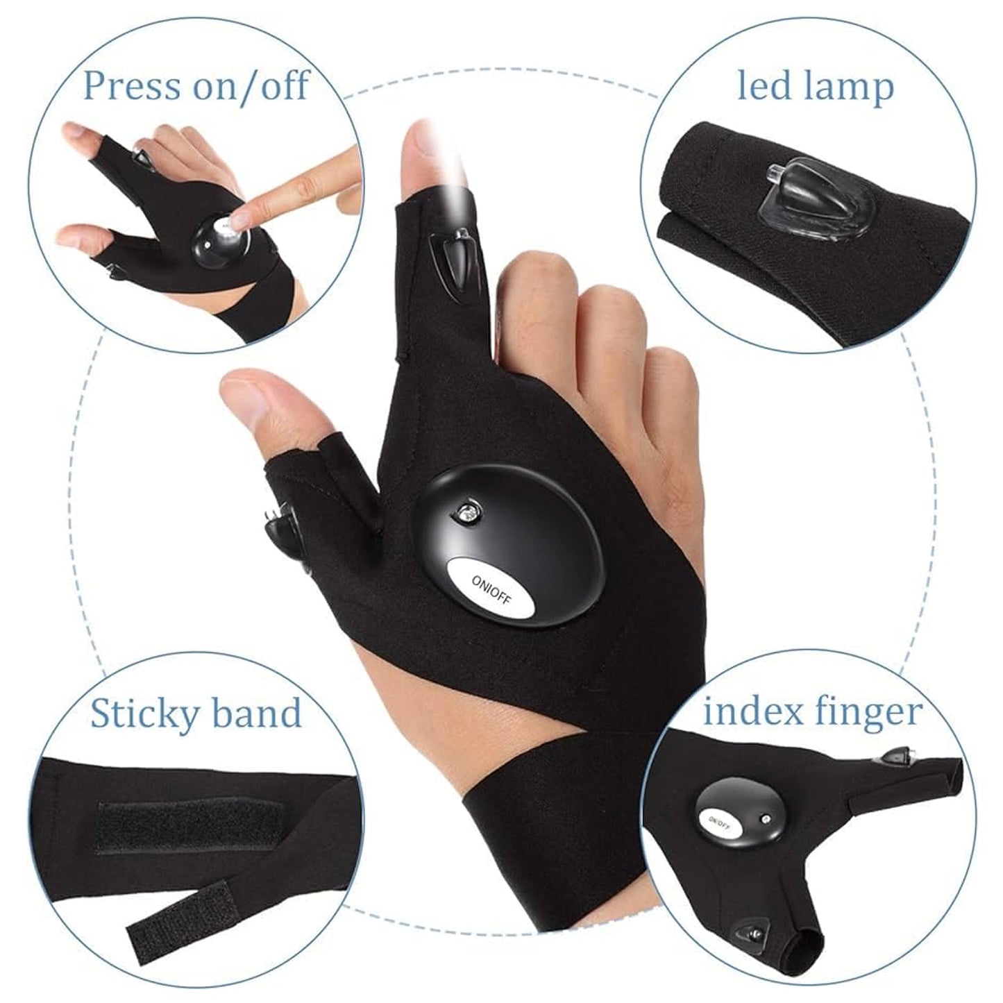 Led Flashlight Gloves Gifts For Men (Hand Gloves Light 1 Pair) - Happy Price - Image 4