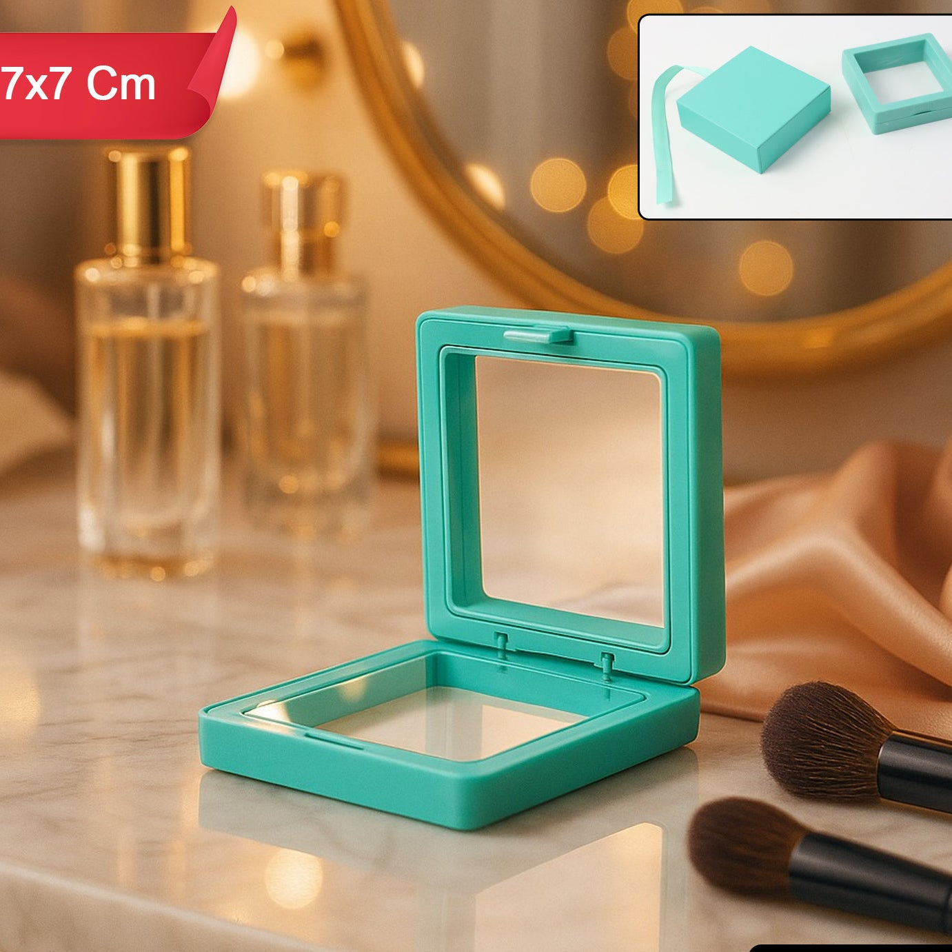 Transparent Jewellery Display Box (7x7 cm, 1 Pc) - Floating Frame Organizer - Happy Price - Image 1