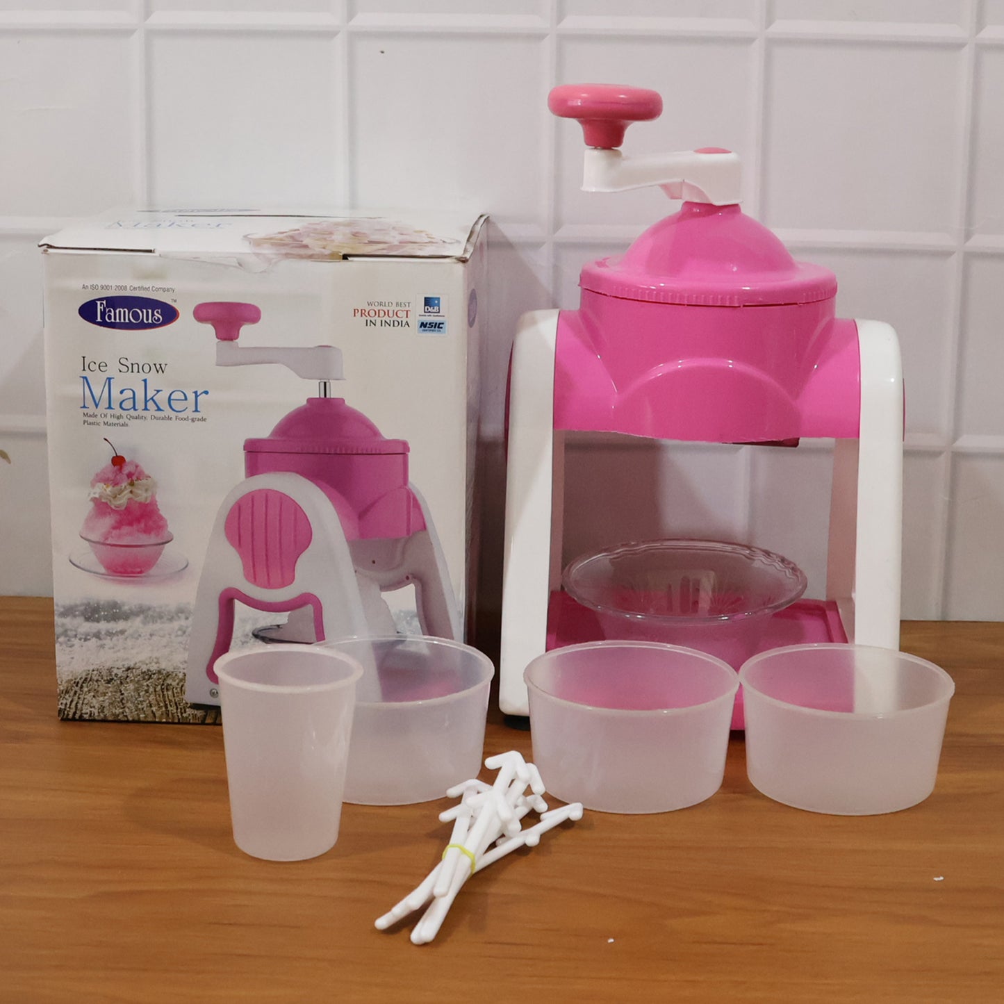 Manual Ice Crusher Machine - Hand Crank Gola Maker (1 Set Pink) - Happy Price - Image 7